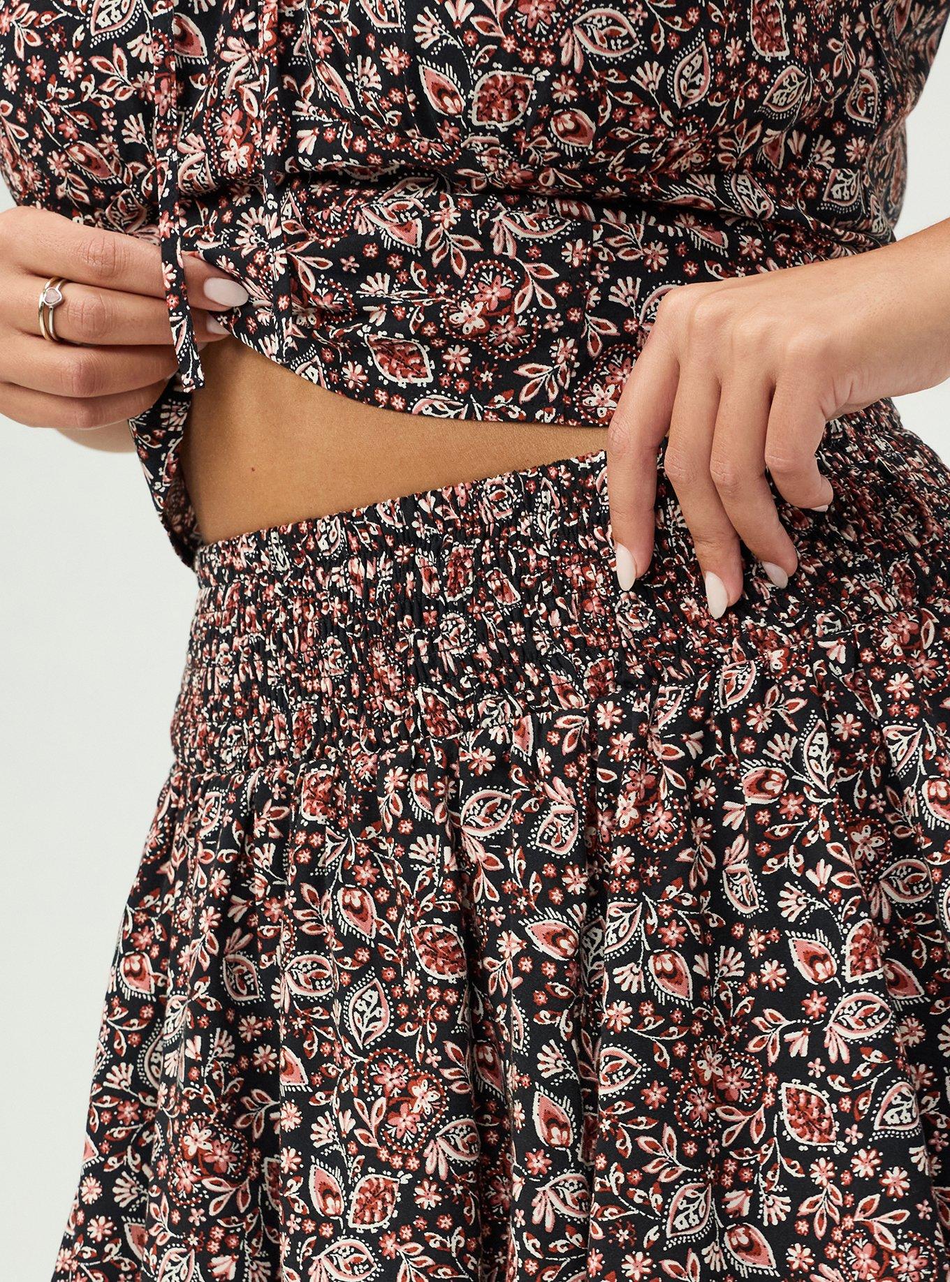 Smocked Tiered Skort, PATCH PAISLEY BLACK, alternate
