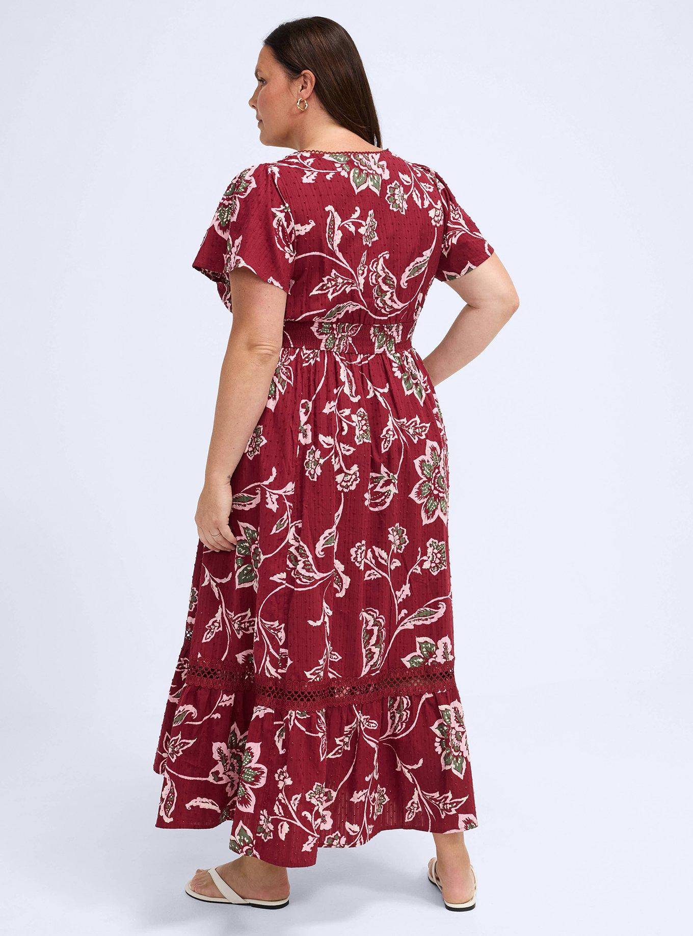 Plus Size Belle Isle Flutter Sleeve Maxi Dress, LISHA PAISLEY BURGUNDY, alternate