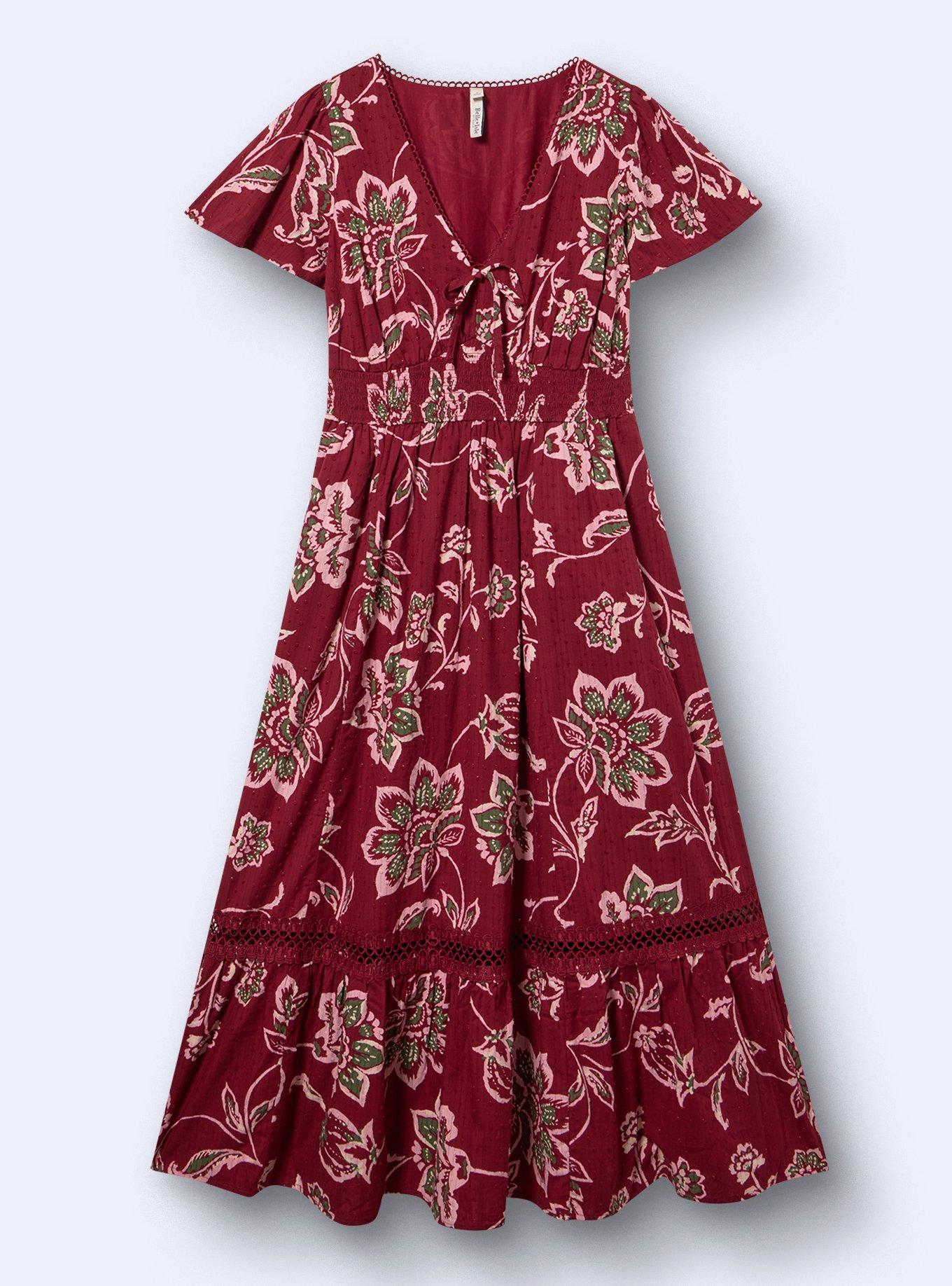 Plus Size Belle Isle Flutter Sleeve Maxi Dress, LISHA PAISLEY BURGUNDY, flat