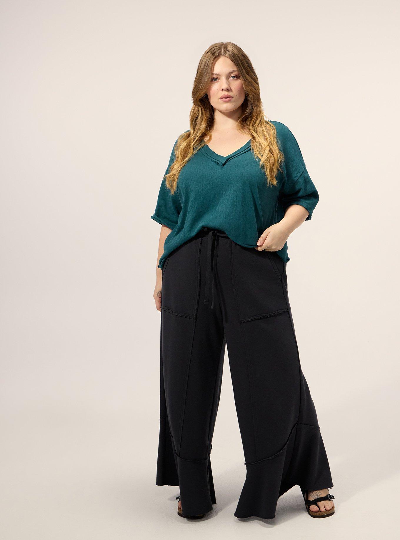 Festi Wide Leg French Terry Pant, PHANTOM, alternate
