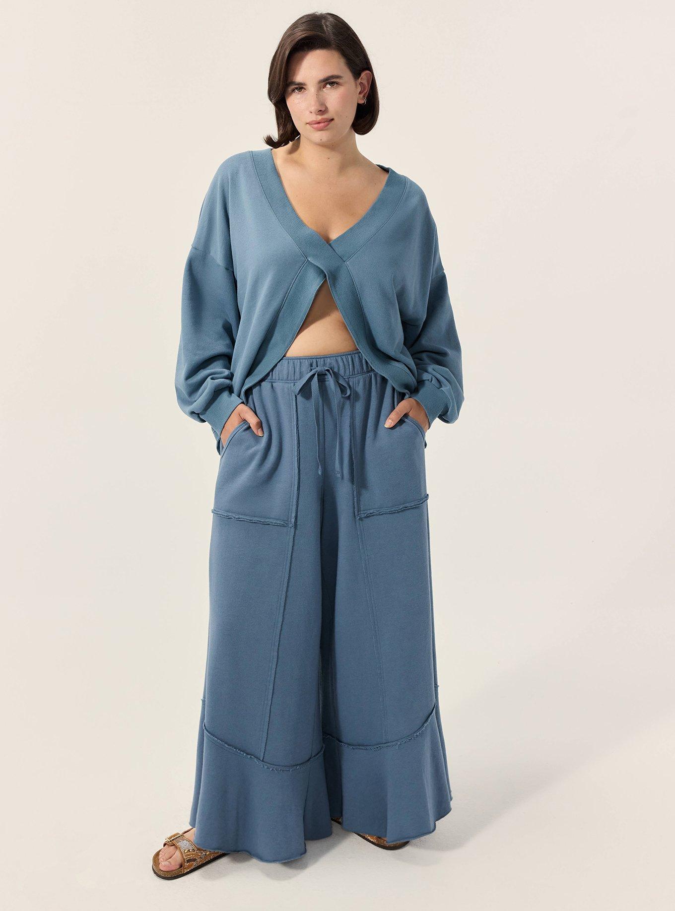 Festi Wide Leg French Terry Pant, BLUE MIRAGE, alternate