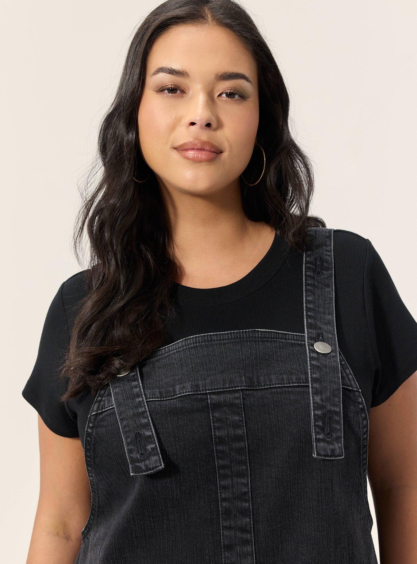 Festi Denim Pinafore Dress, WASHED BLACK, alternate