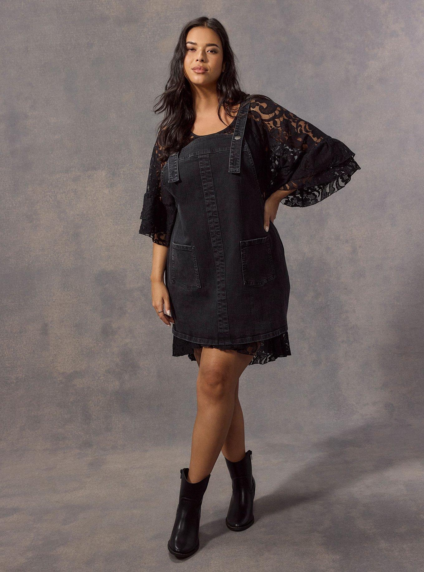 Plus Size - Festi Denim Pinafore Dress - Torrid