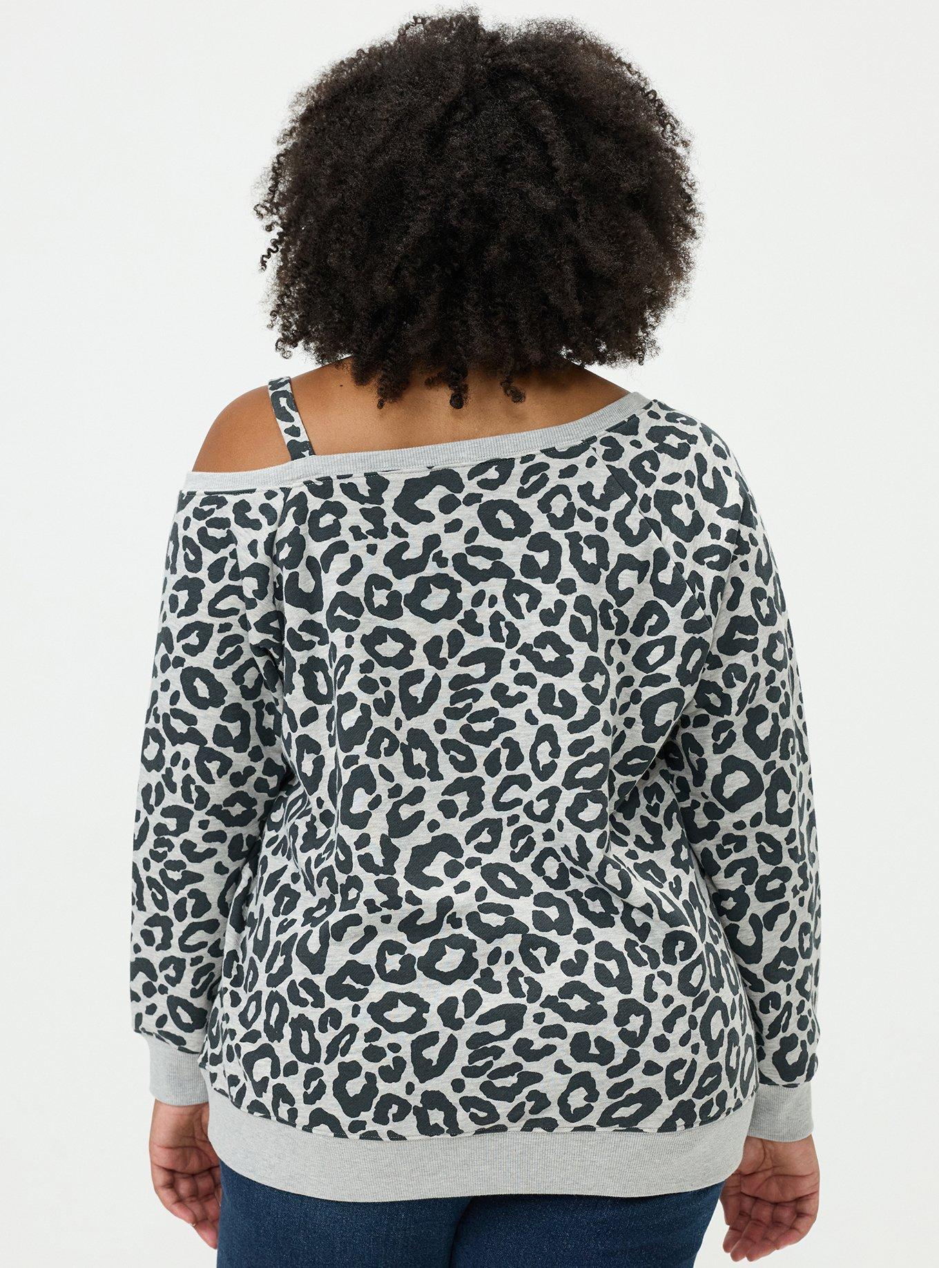 French Terry Off-Shoulder Sweatshirt, LILS LEOPARD HEATHER GREY, alternate