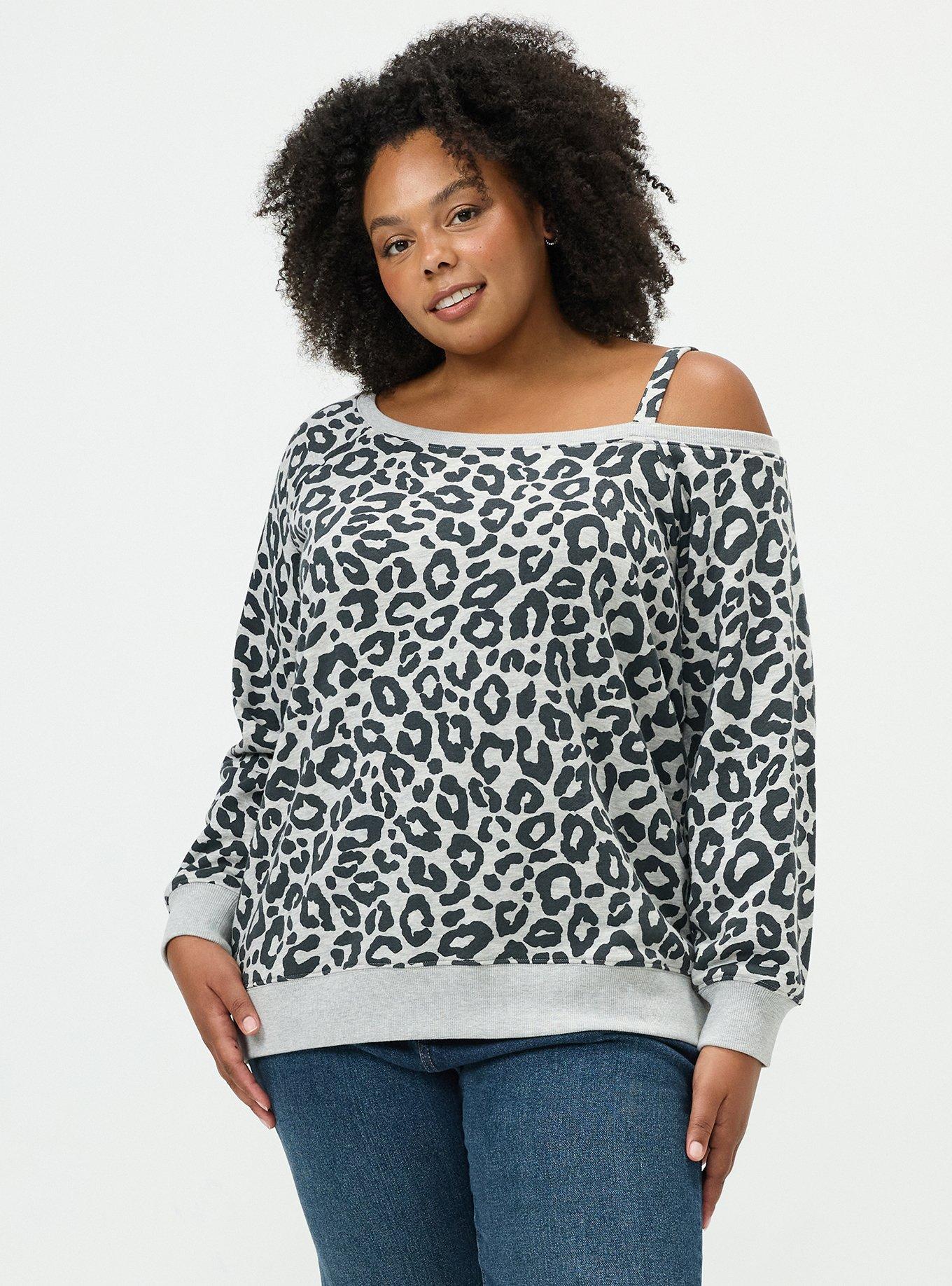French Terry Off-Shoulder Sweatshirt, LILS LEOPARD HEATHER GREY, alternate