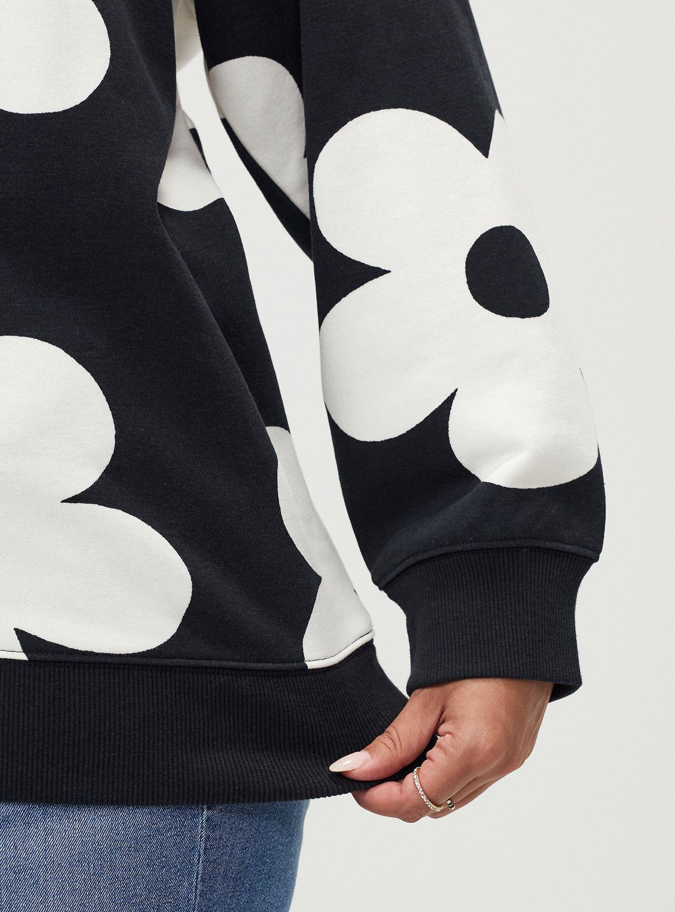 French Terry Off-Shoulder Sweatshirt, NAIVE FLORAL BLACK, alternate