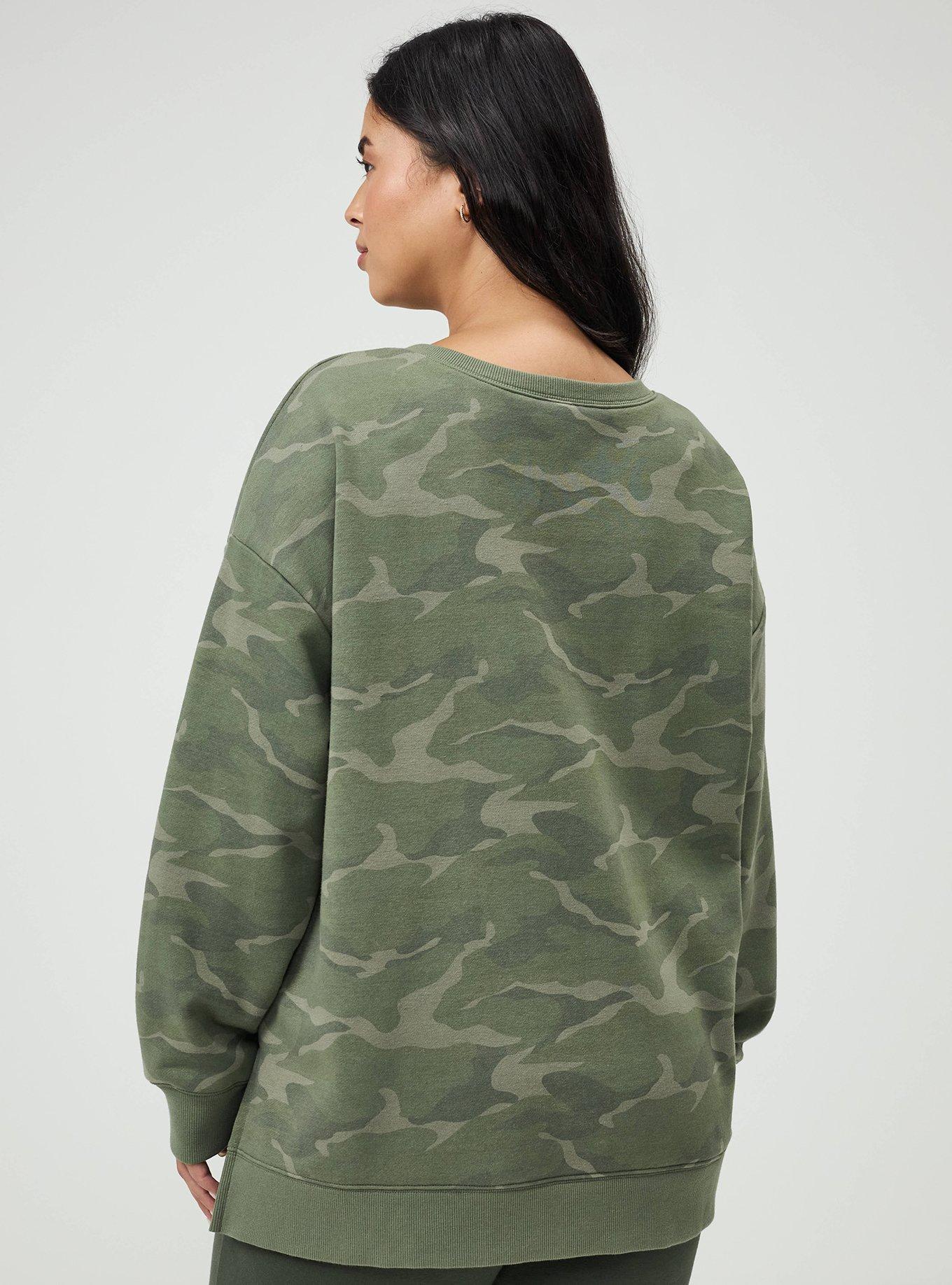 Plus Size French Terry V-Neck Modern Sweatshirt, CAMO CADET, alternate