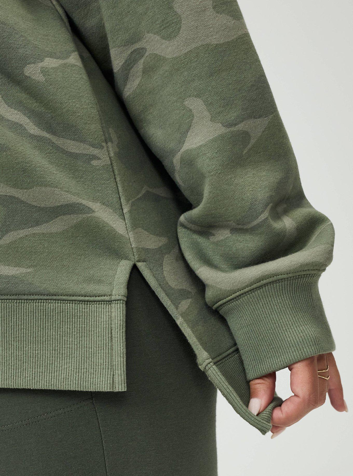 Plus Size French Terry V-Neck Modern Sweatshirt, CAMO CADET, alternate