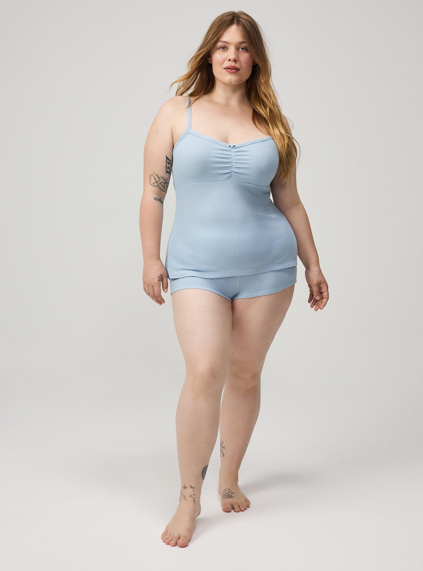 Plus Size Baby Waffle Sleep Cami, CASHMERE BLUE, alternate