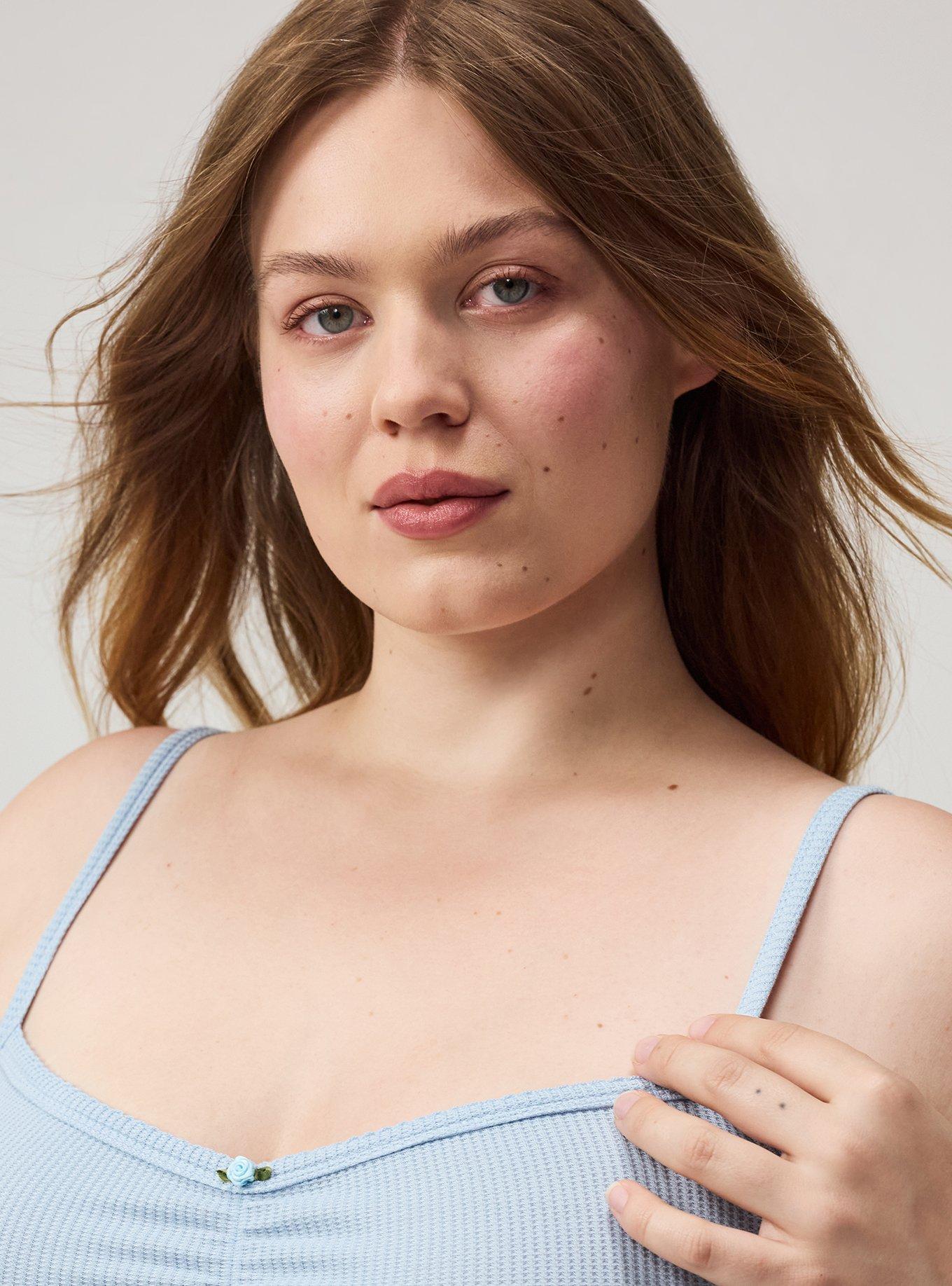 Plus Size Baby Waffle Sleep Cami, CASHMERE BLUE, alternate
