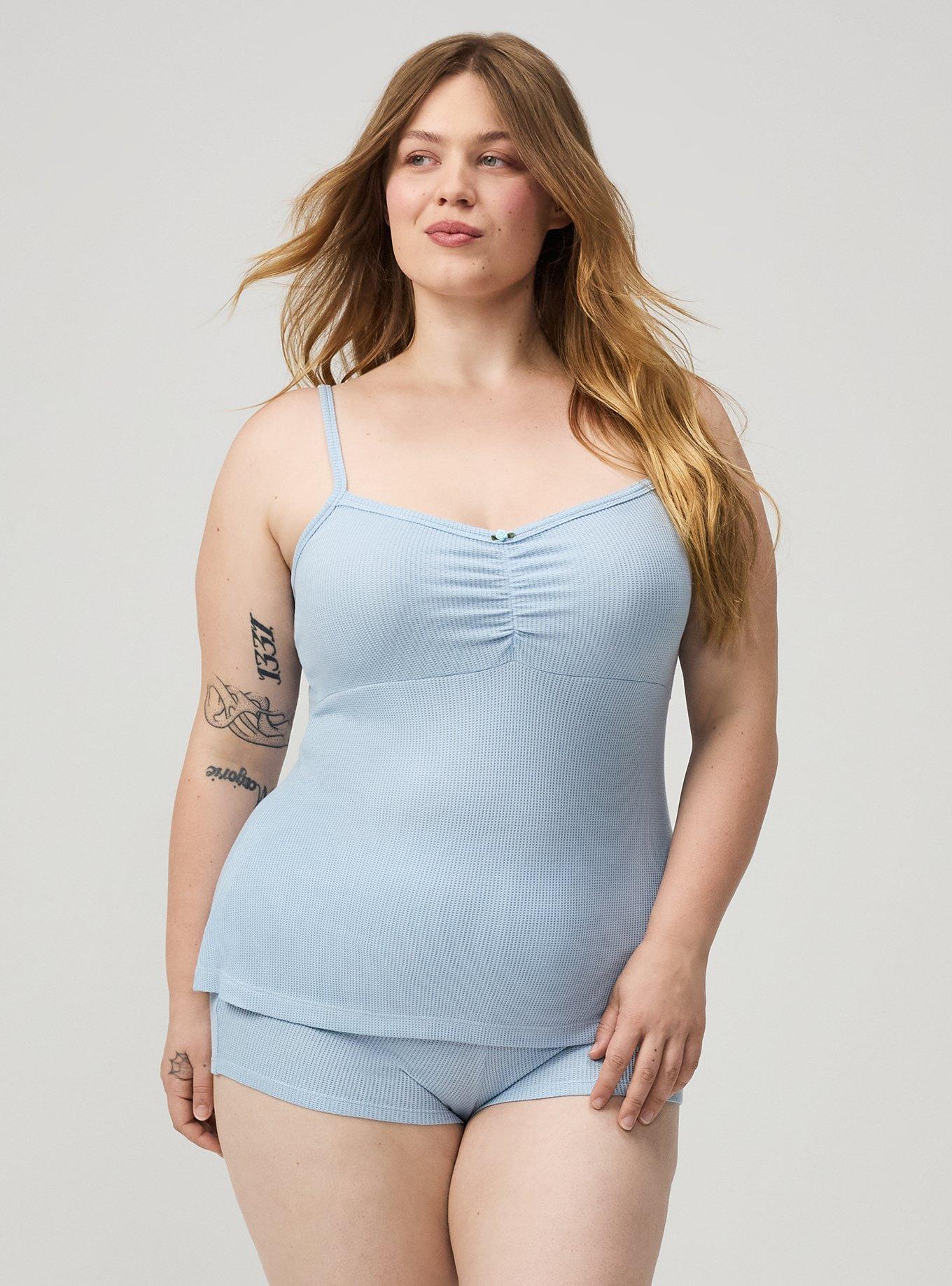 Plus Size Baby Waffle Sleep Cami, CASHMERE BLUE, alternate