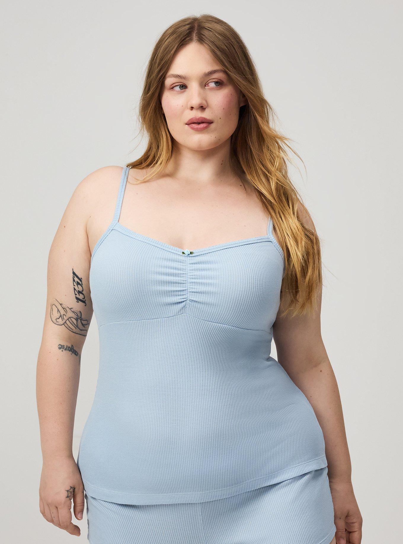 Plus Size Baby Waffle Sleep Cami, CASHMERE BLUE, hi-res