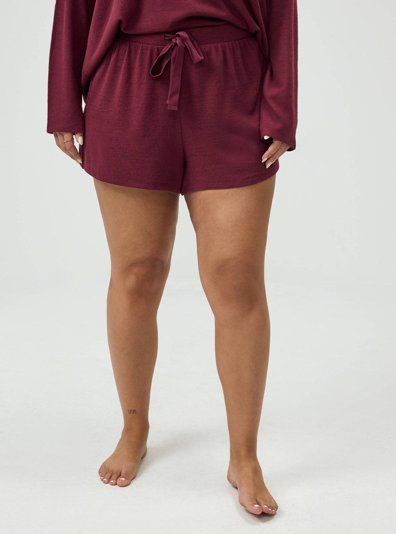 Plus Size Super Soft Plush Lounge Short, MAROON BANNER, alternate