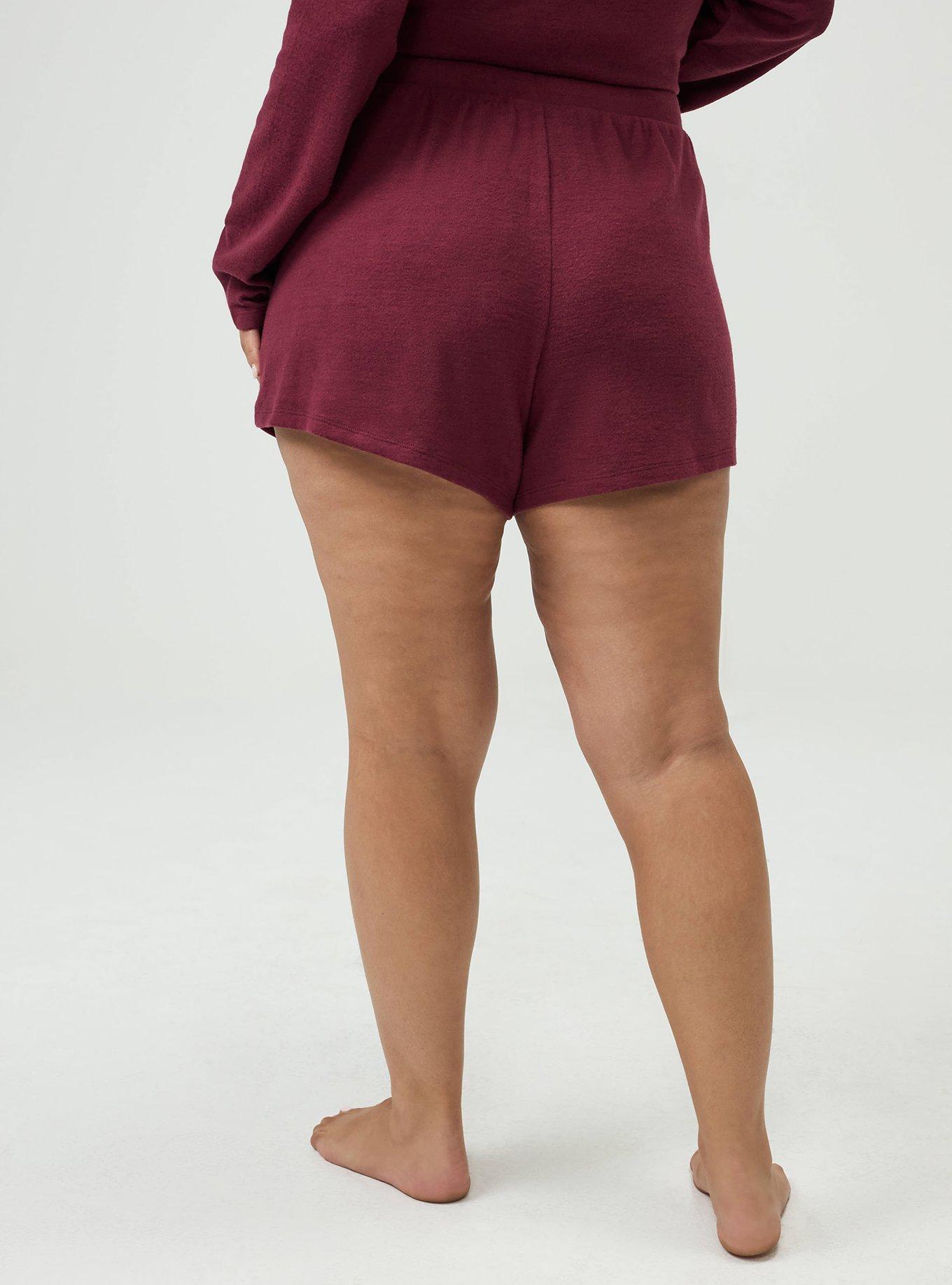 Plus Size Super Soft Plush Lounge Short, MAROON BANNER, alternate
