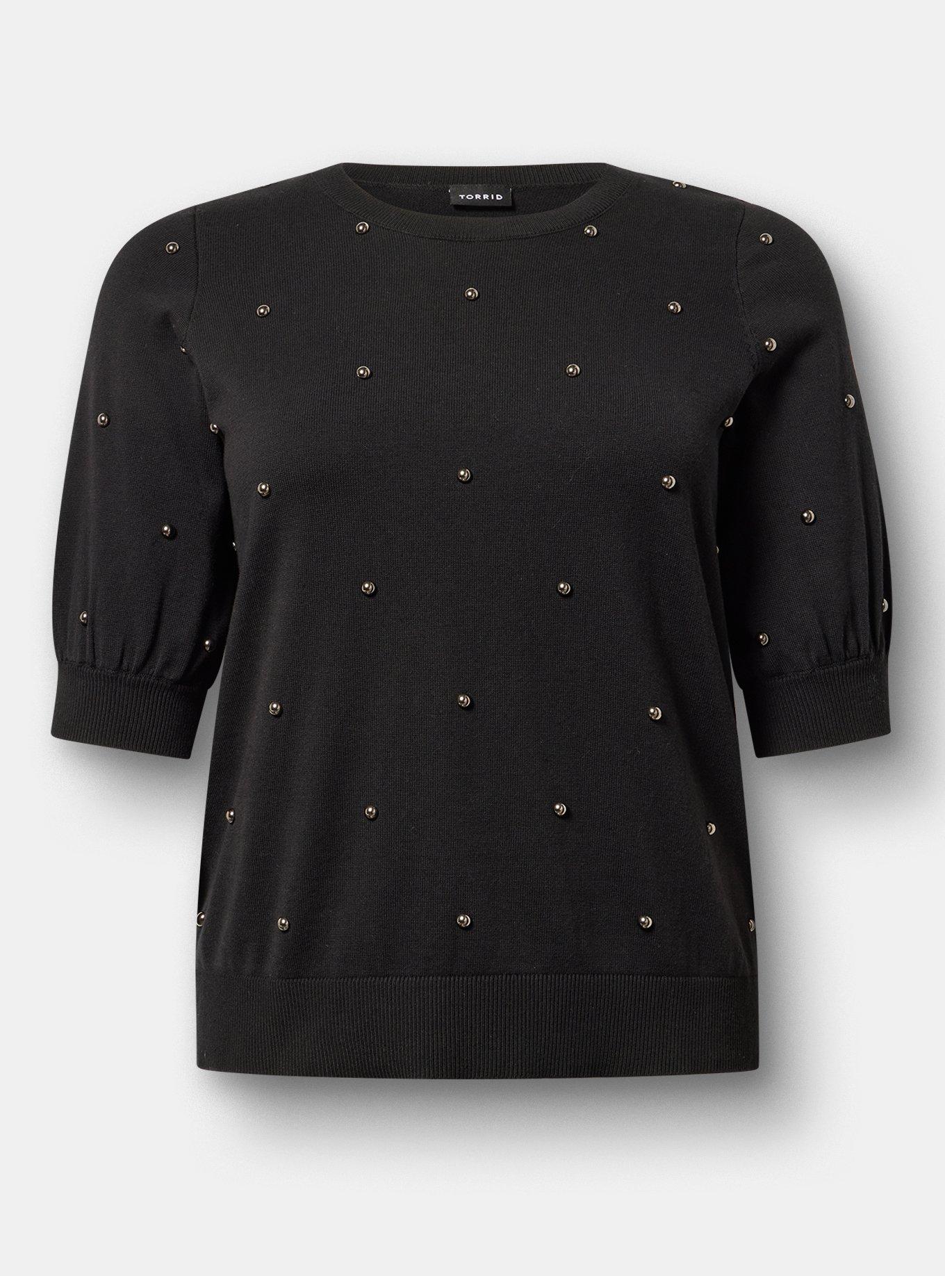 Plus Size Crew Pullover Sweater, DEEP BLACK, hi-res