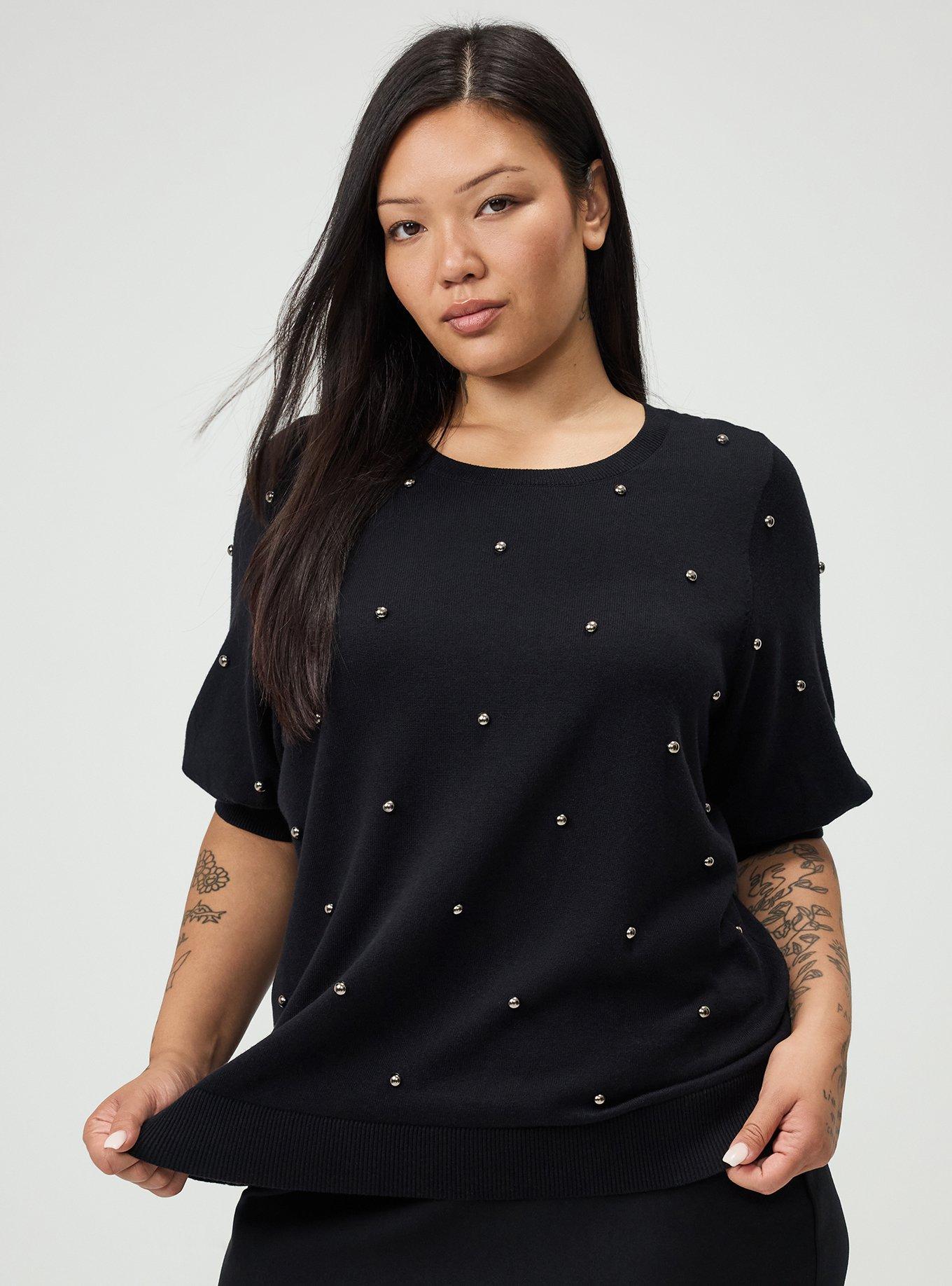 Plus Size Crew Pullover Sweater, DEEP BLACK, hi-res