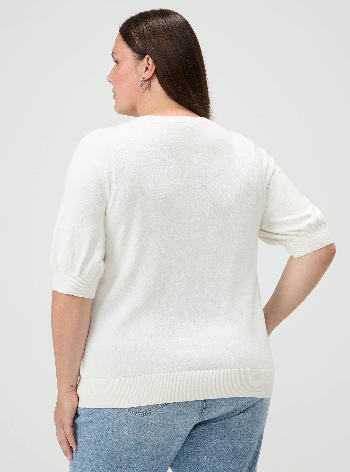 Plus Size Crew Pullover Sweater, WHISPER WHITE, alternate