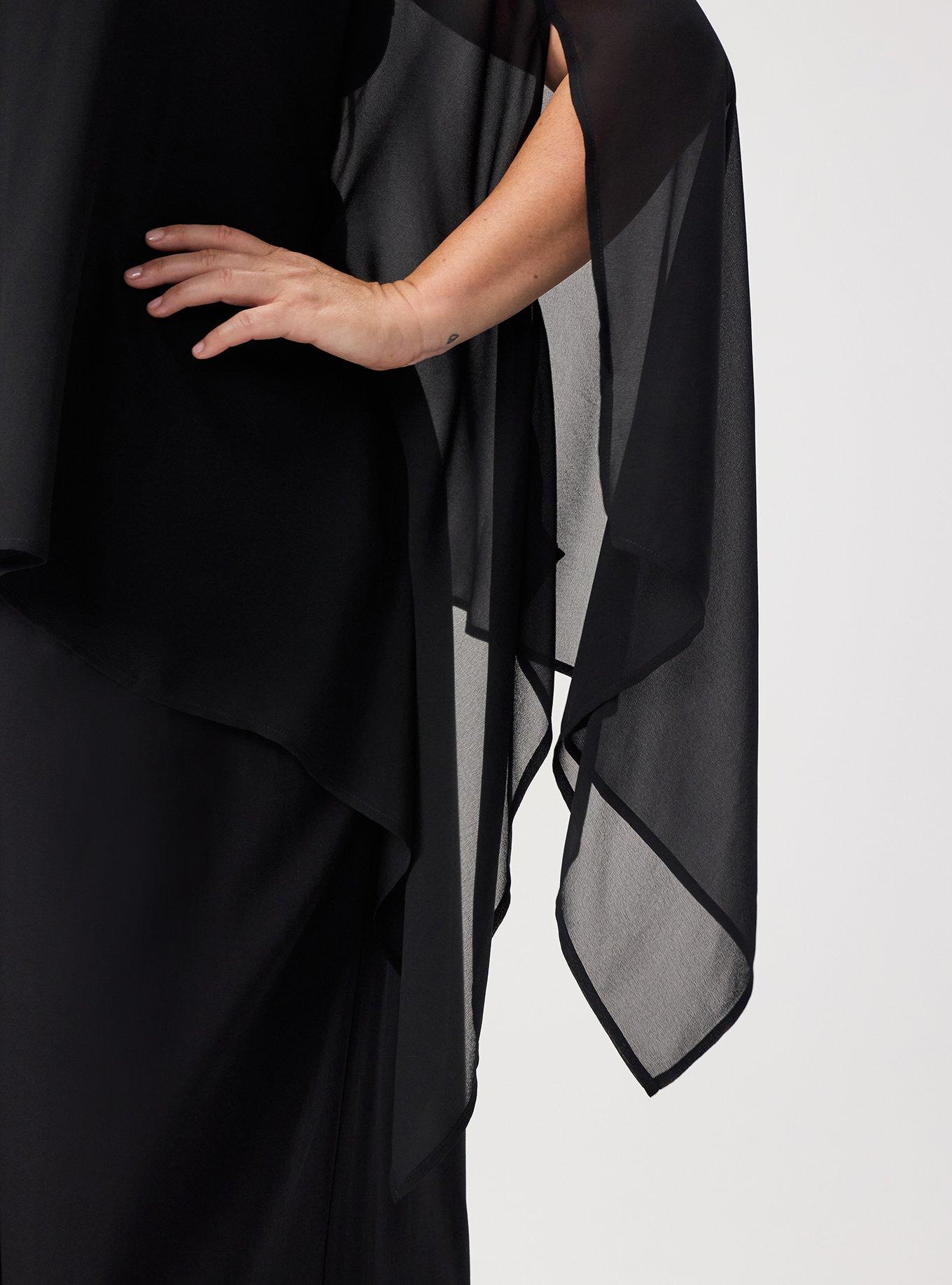 Chiffon Poncho Top, DEEP BLACK, alternate