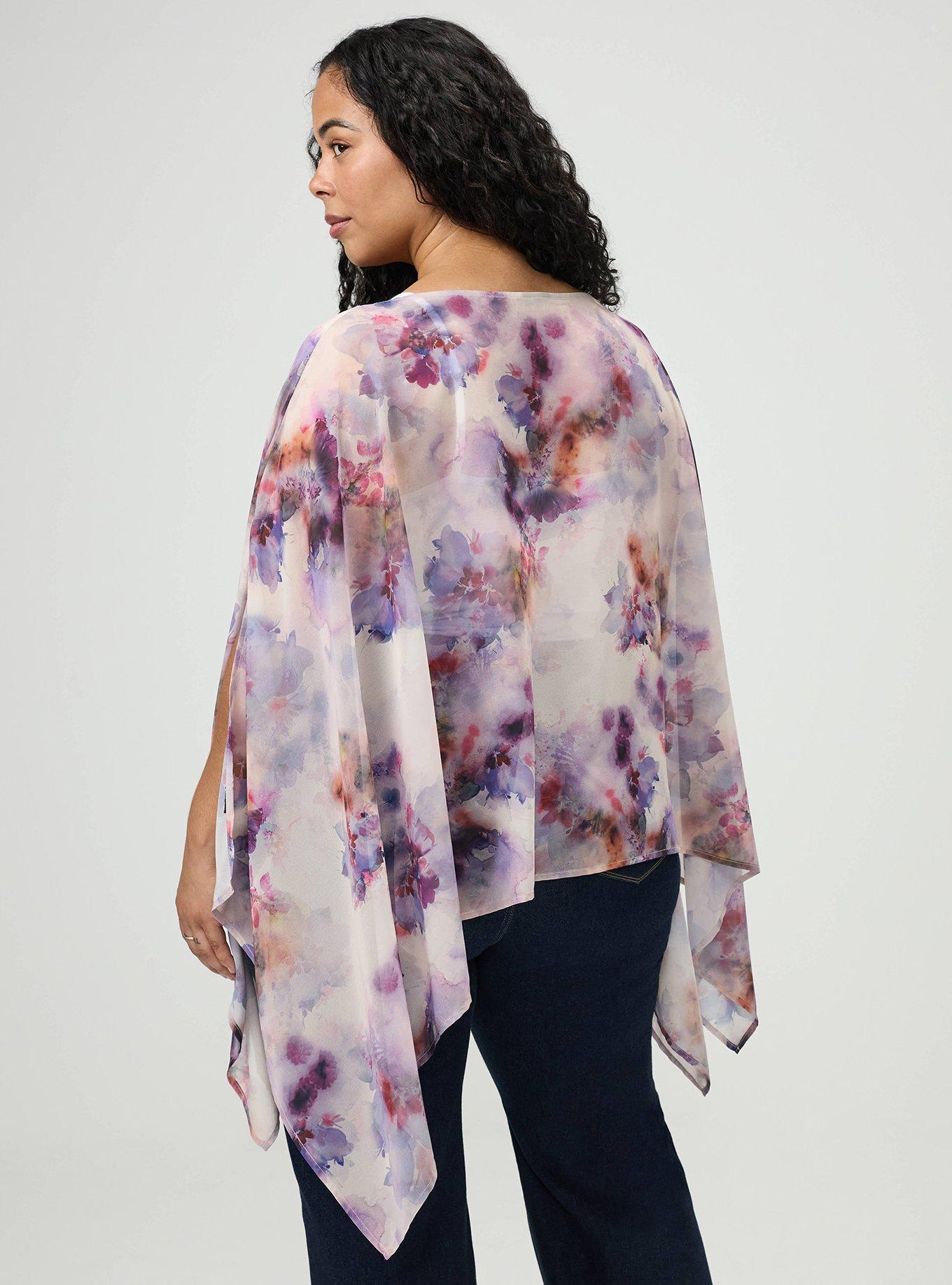 Chiffon Poncho Top, DYED FLORAL MULTI, alternate