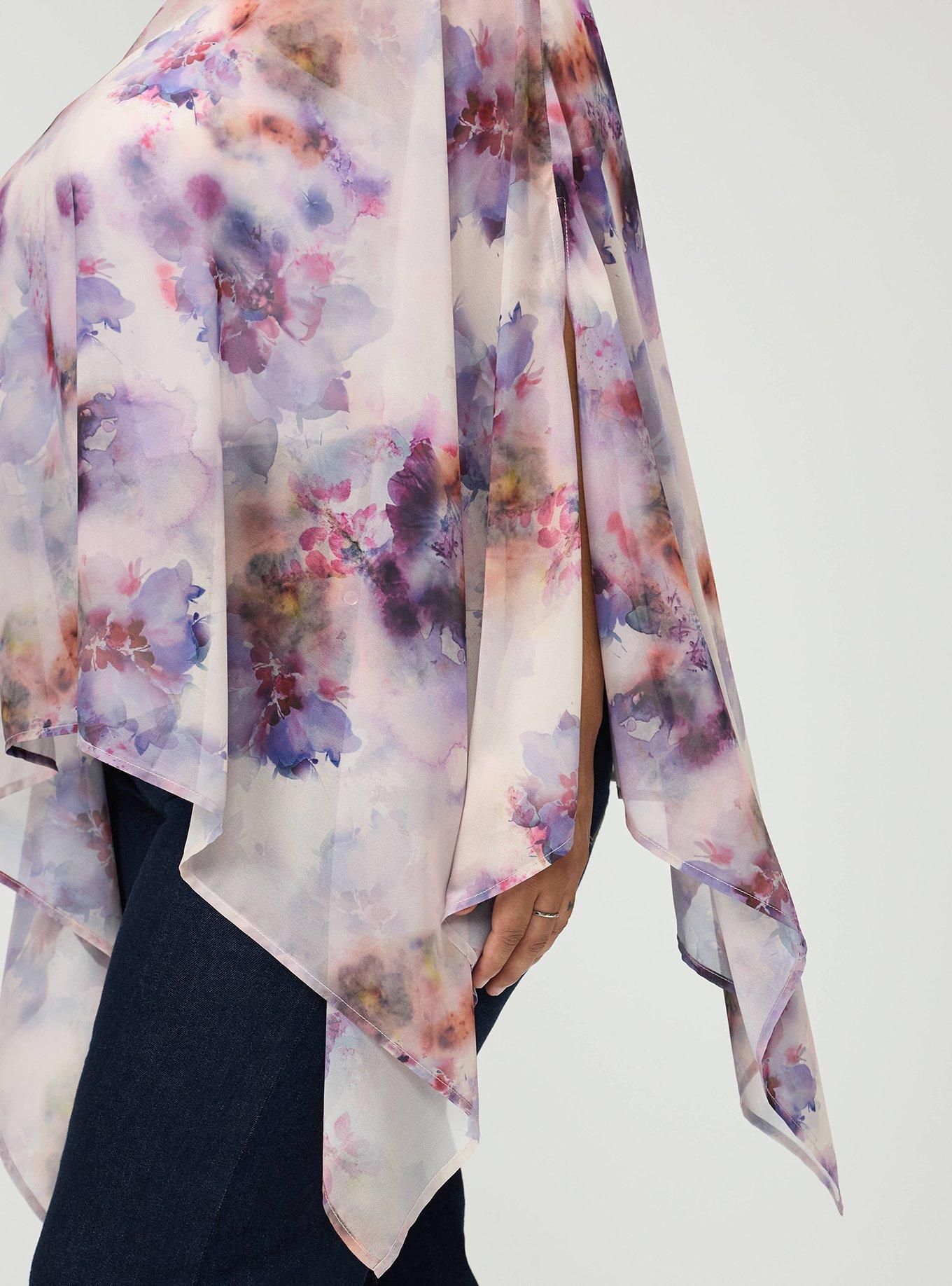 Chiffon Poncho Top, DYED FLORAL MULTI, alternate