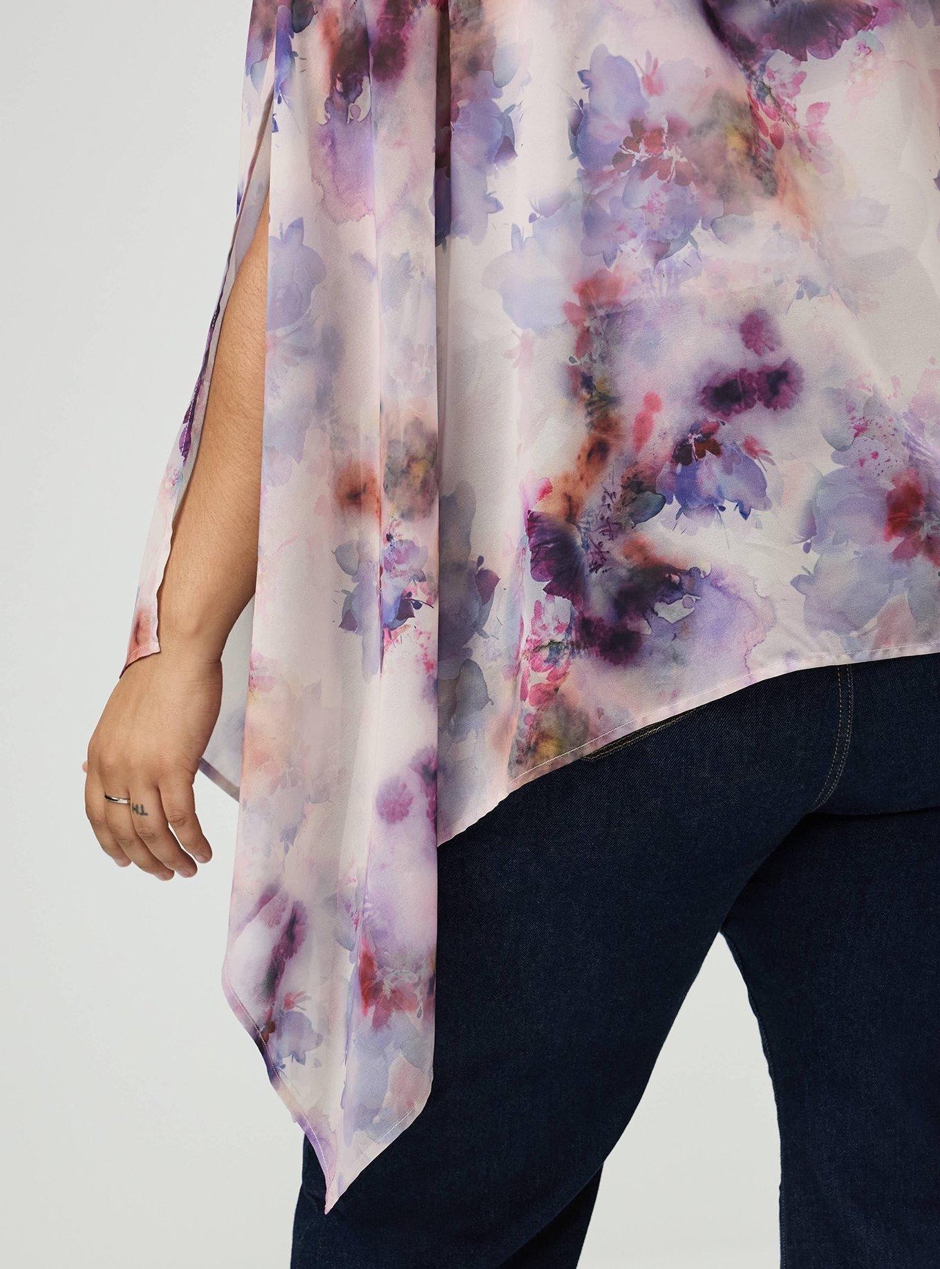 Chiffon Poncho Top, DYED FLORAL MULTI, alternate