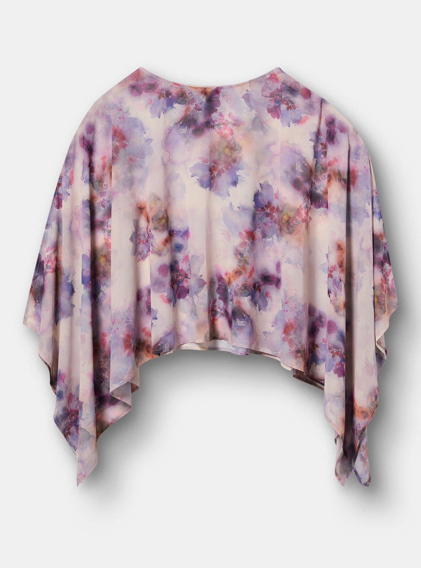 Chiffon Poncho Top, DYED FLORAL MULTI, hi-res