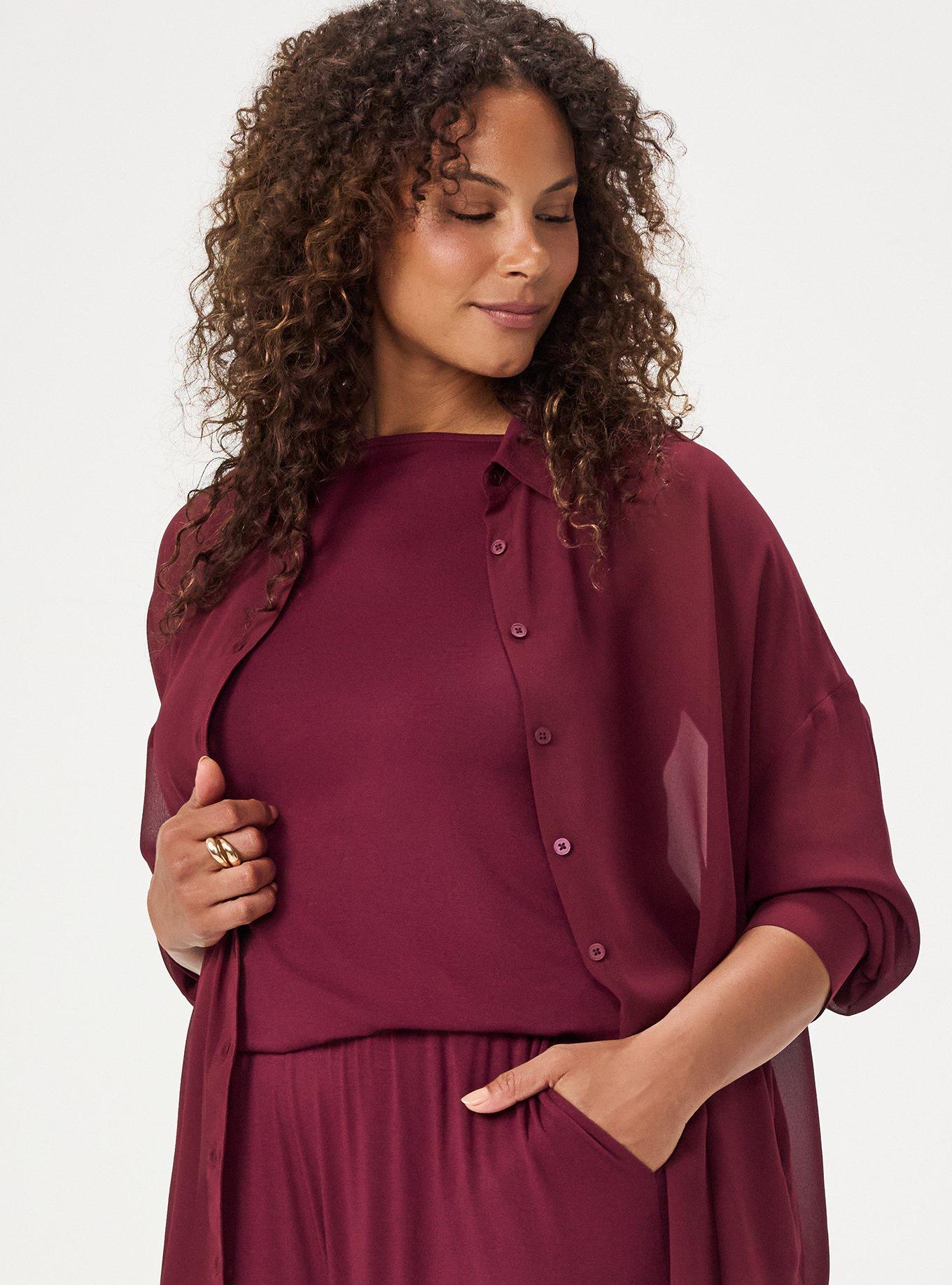 Chiffon Tunic Shirt, MAROON BANNER, alternate
