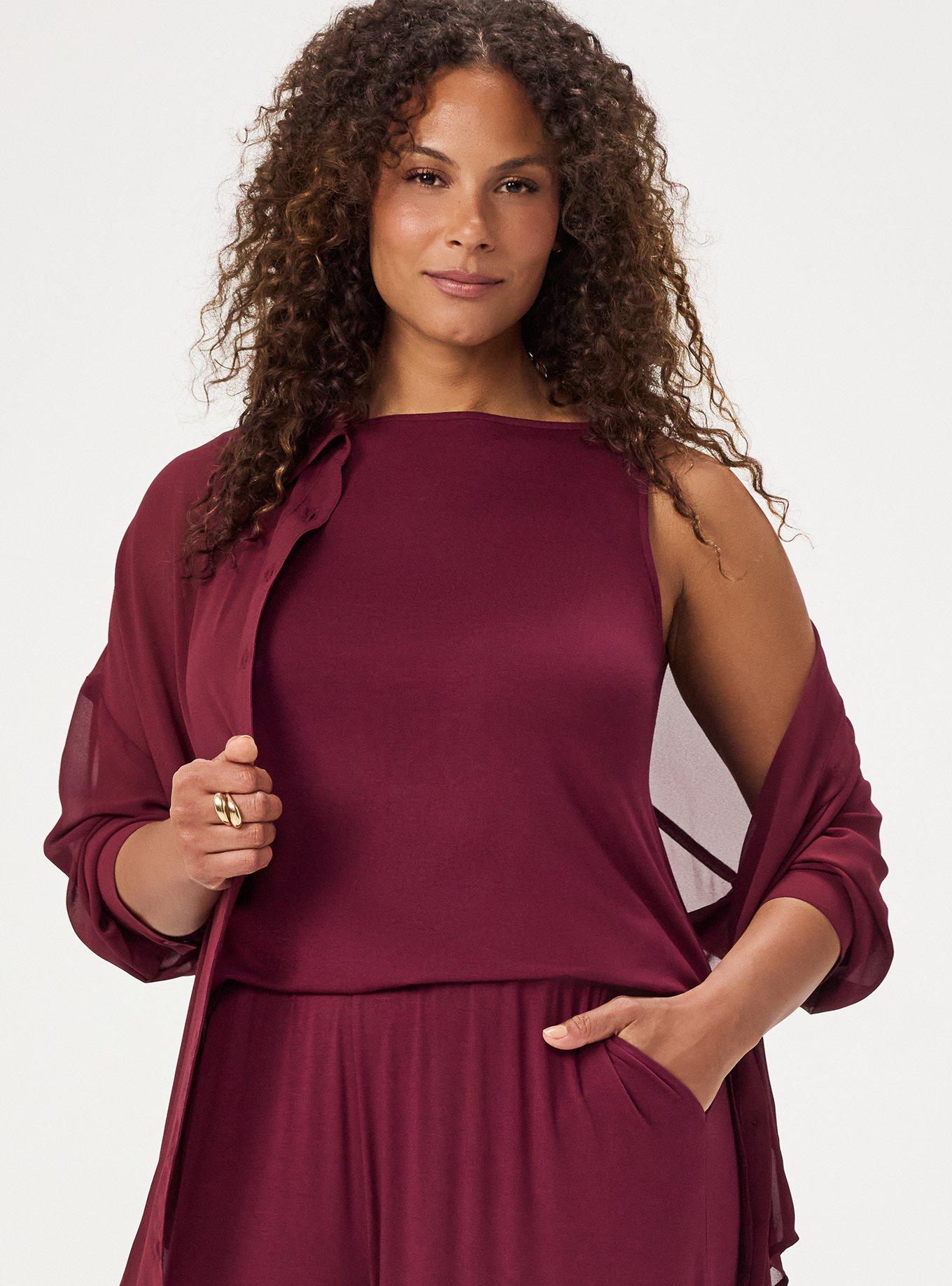 Chiffon Tunic Shirt, MAROON BANNER, alternate