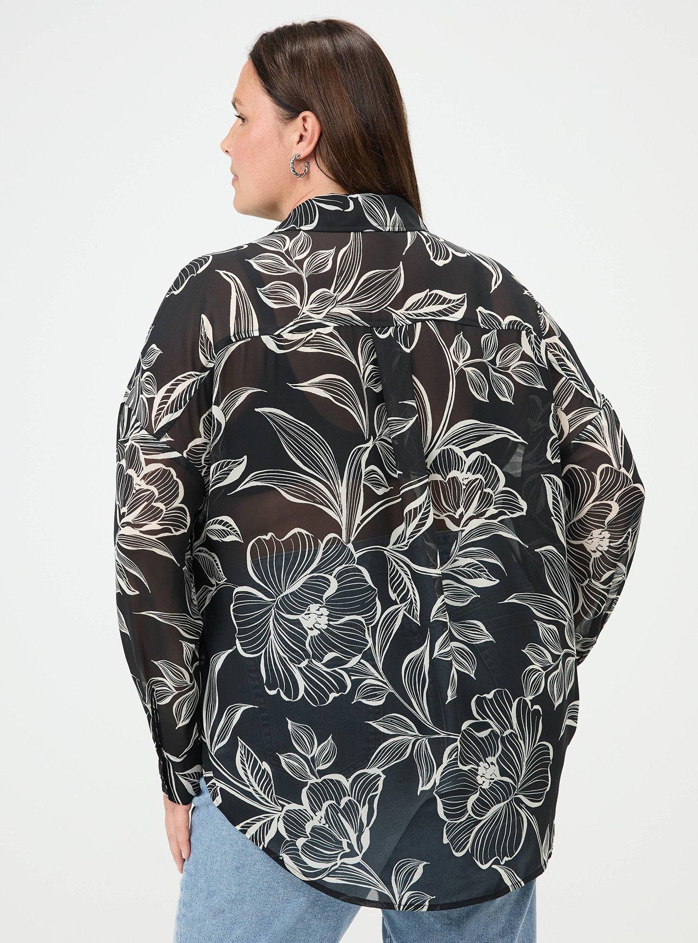 Chiffon Tunic Shirt, NOVA FLORAL BLACK, alternate