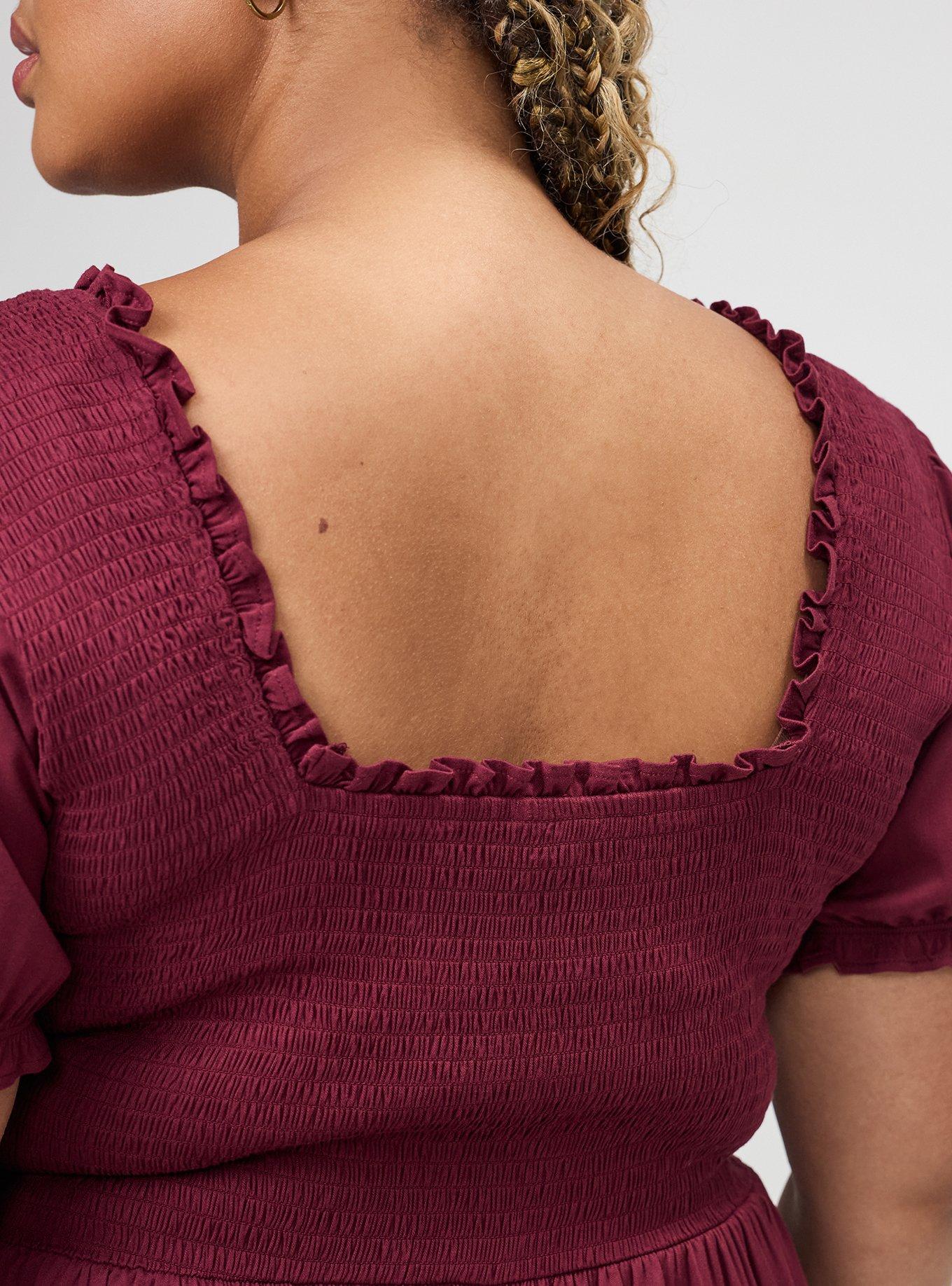 V-Neck Smocked Bodice Romper, MAROON BANNER, alternate