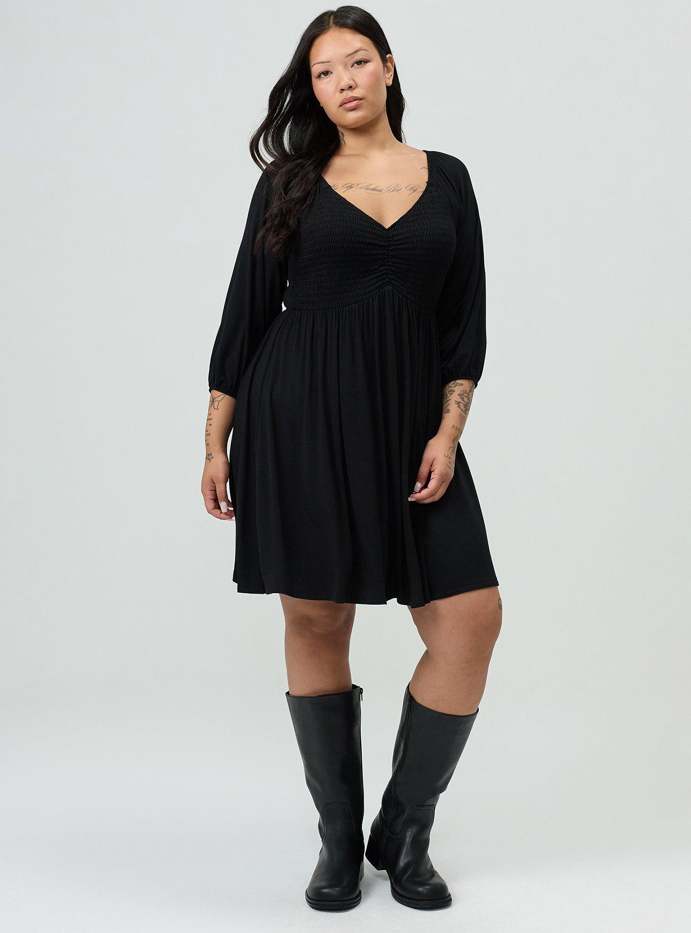 Raglan Sleeve Mini Dress, DEEP BLACK, alternate