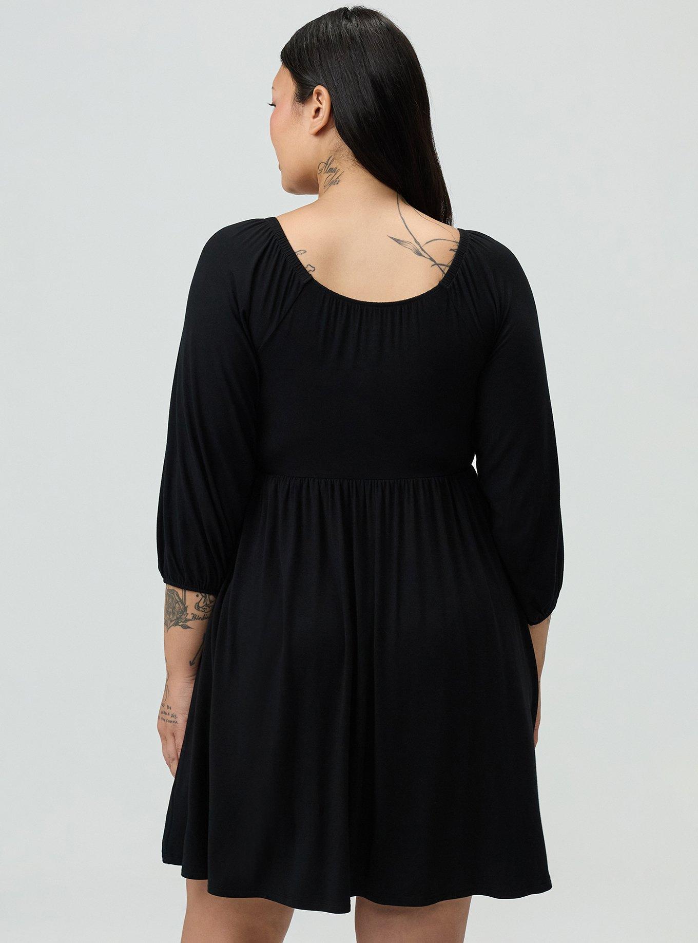 Raglan Sleeve Mini Dress, DEEP BLACK, alternate