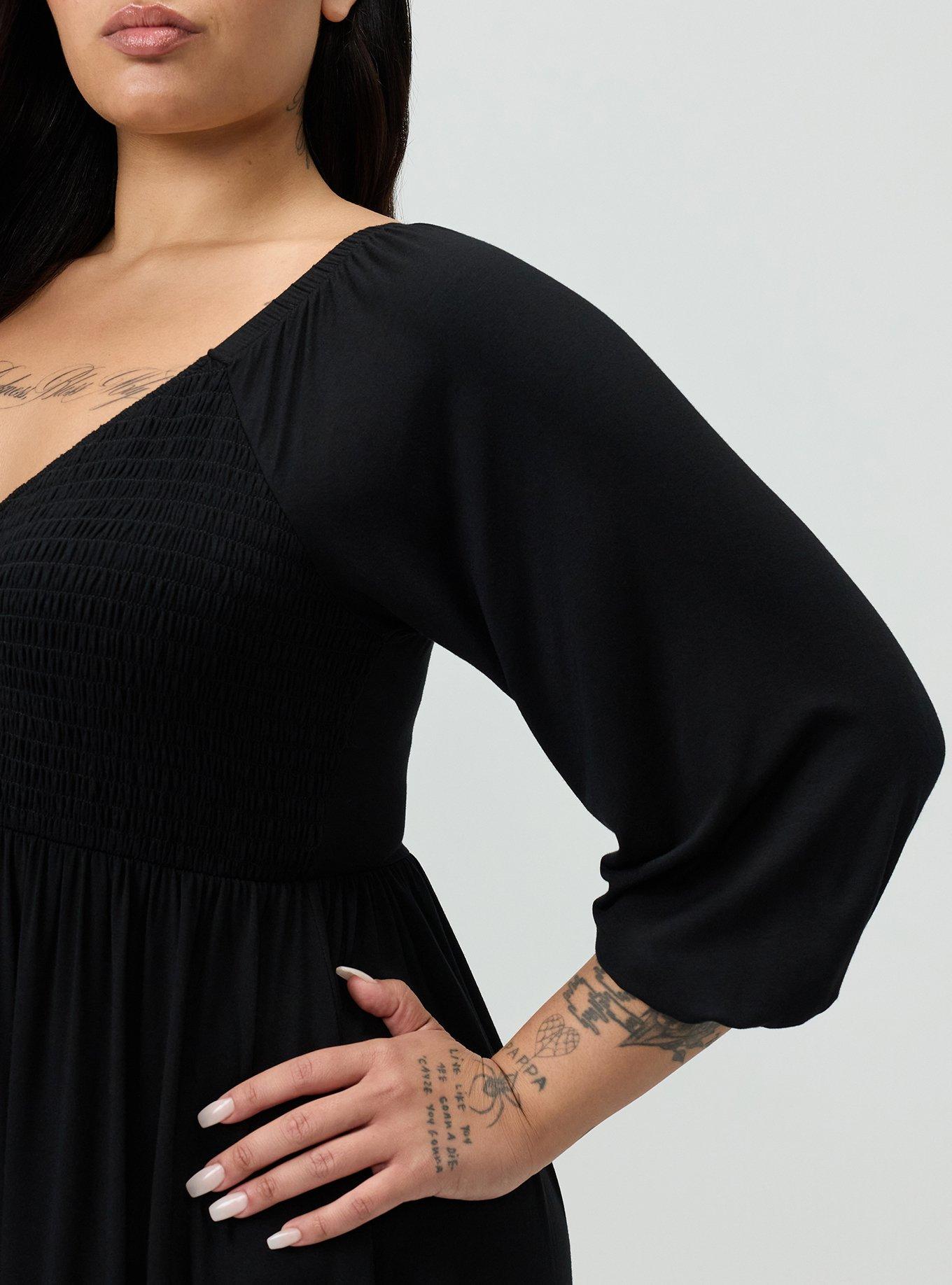 Raglan Sleeve Mini Dress, DEEP BLACK, alternate