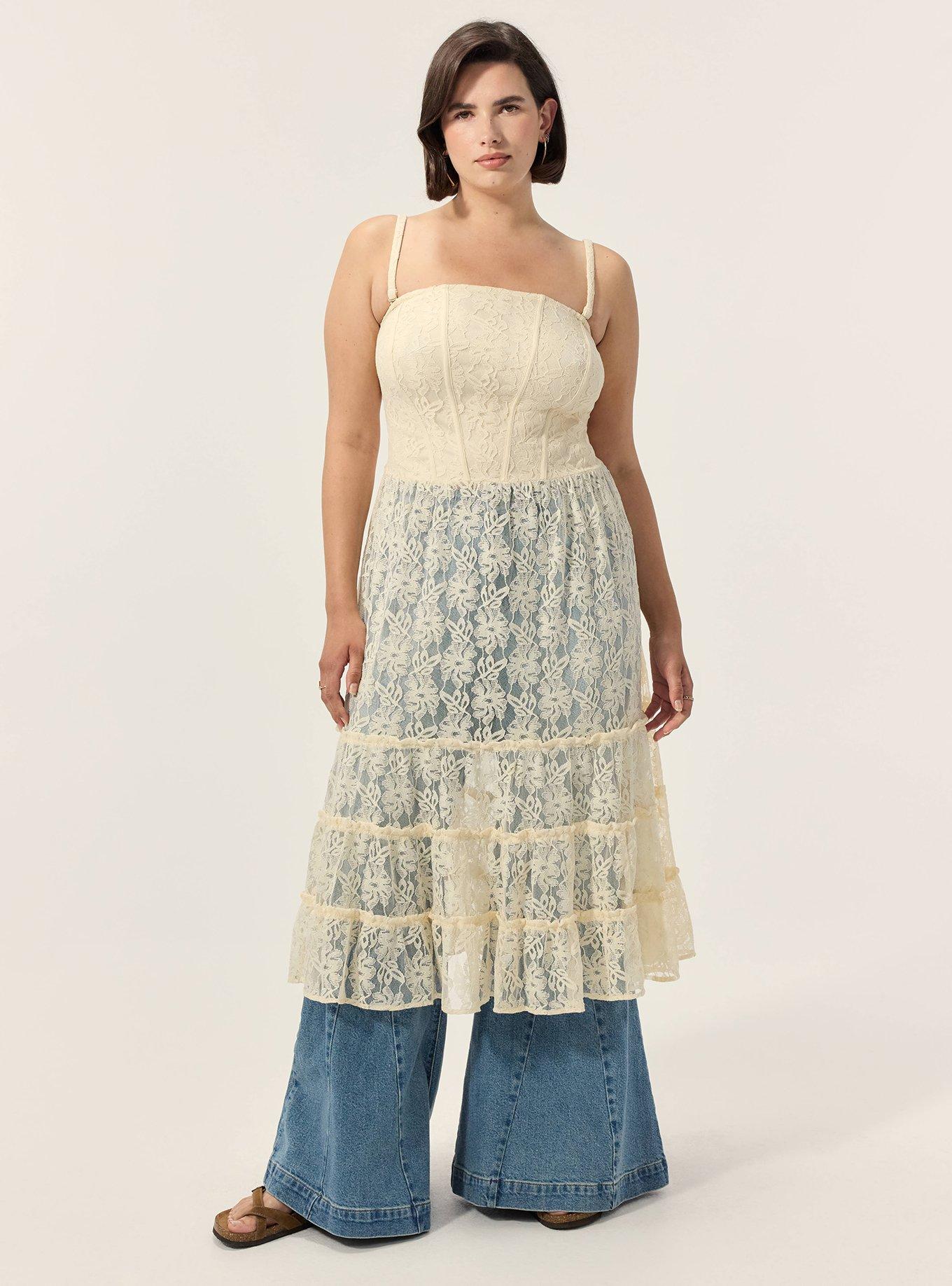 Festi Lace Midi Top, WHITE SWAN, alternate