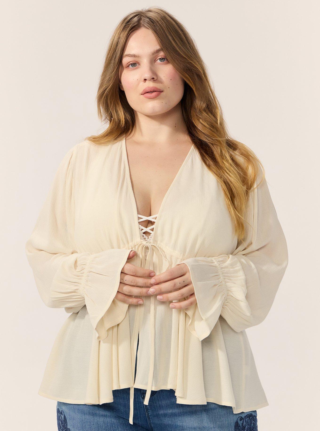 Festi Tie-Front Hi-Lo Top, WHITE SWAN, alternate