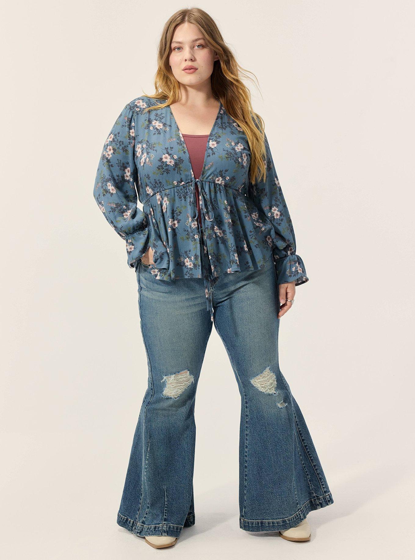 Festi Tie-Front Hi-Lo Top, TARA FLORAL BLUE, alternate