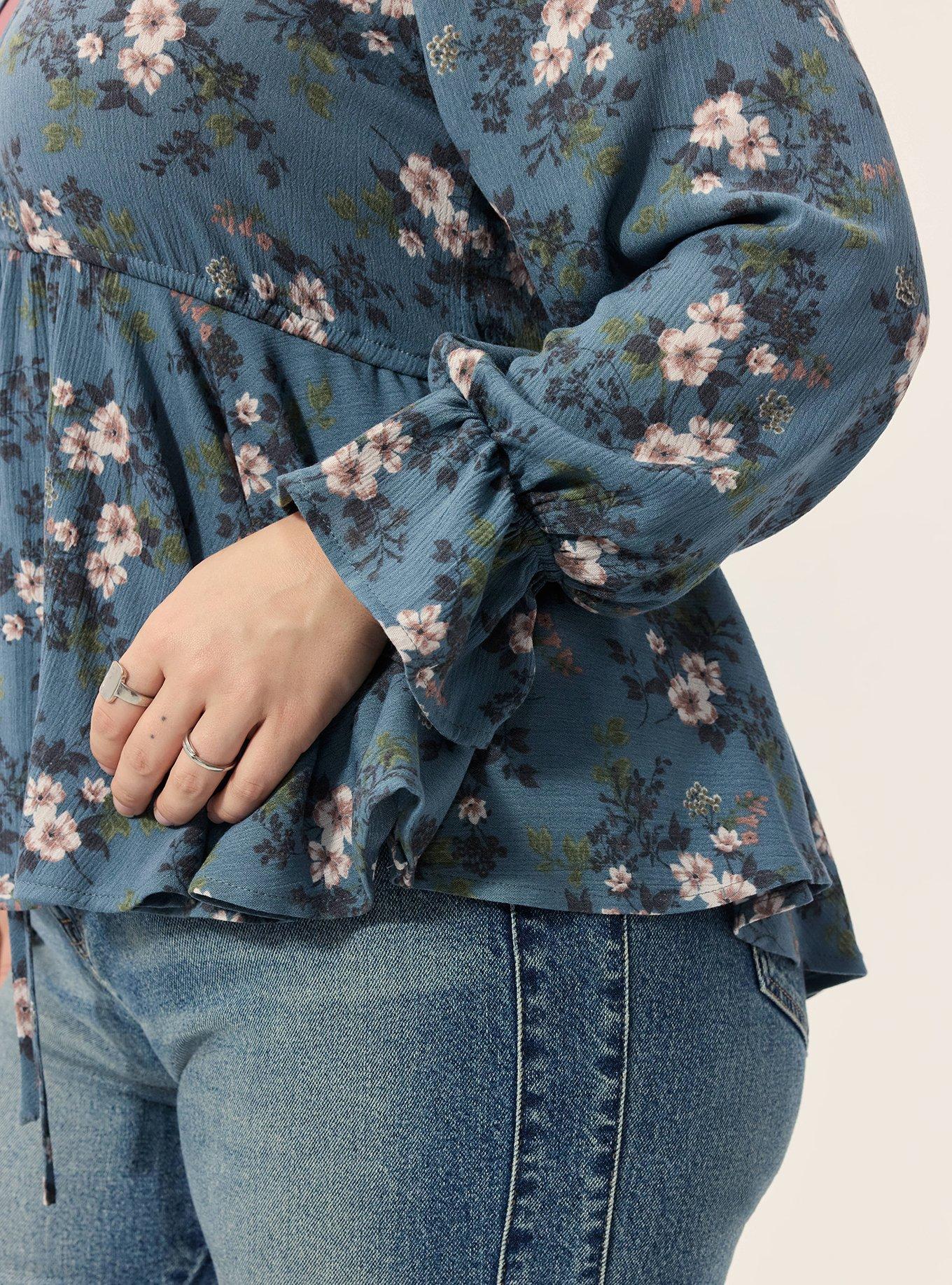 Festi Tie-Front Hi-Lo Top, TARA FLORAL BLUE, alternate