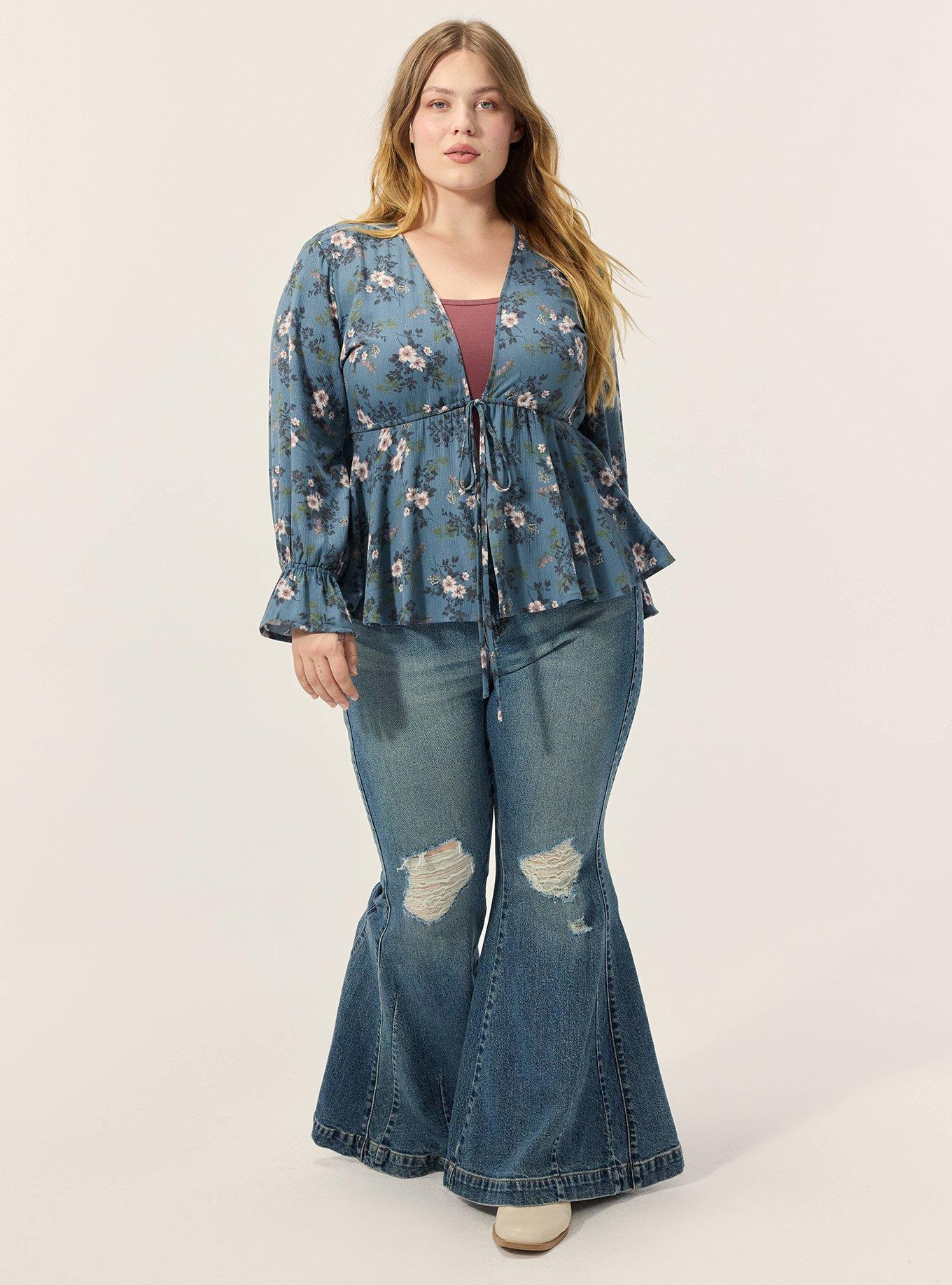Festi Tie-Front Hi-Lo Top, TARA FLORAL BLUE, alternate