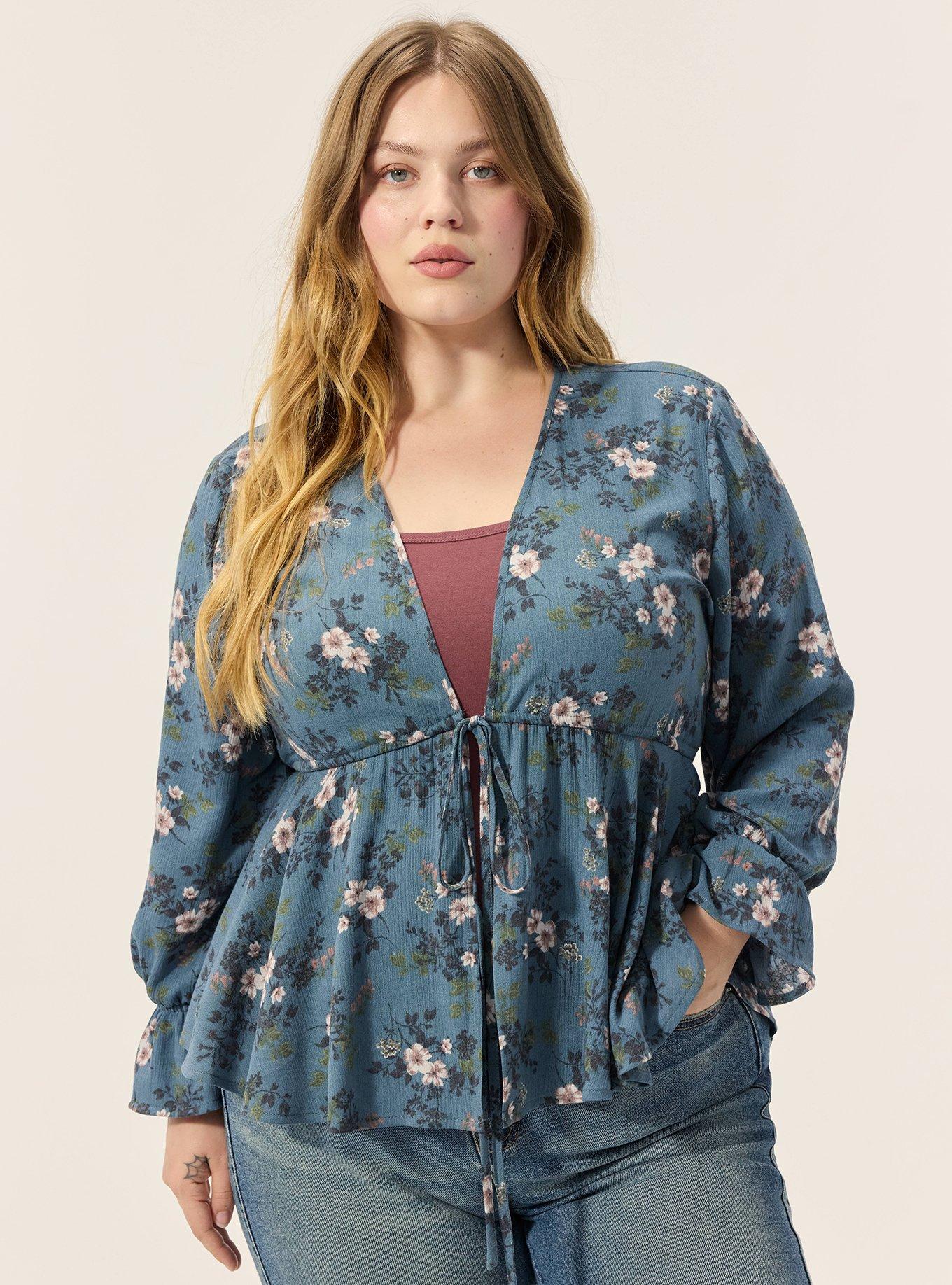 Festi Tie-Front Hi-Lo Top, TARA FLORAL BLUE, hi-res