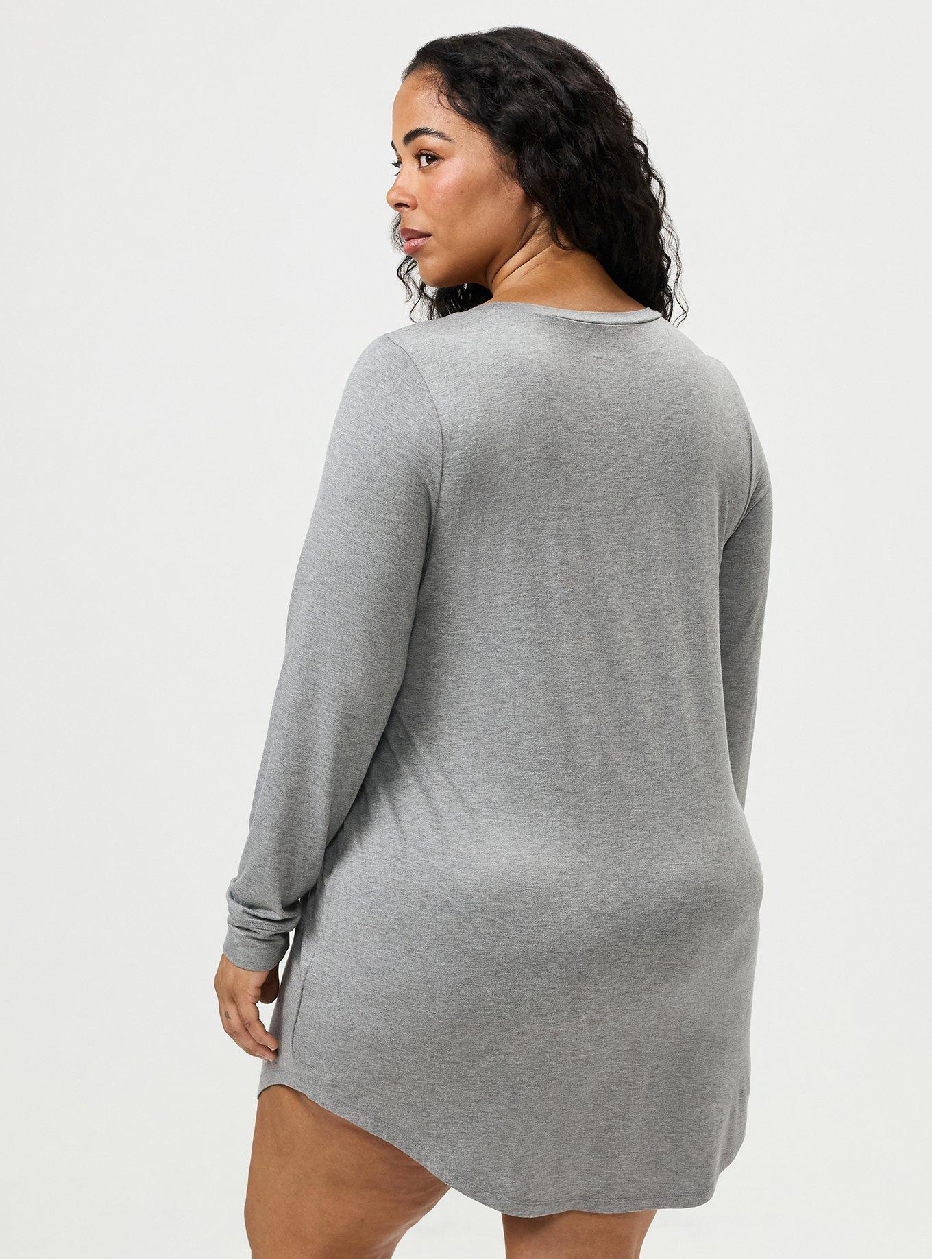 Super Soft Long Sleeve Sleep Gown, RATHER BE SLEEPING, alternate
