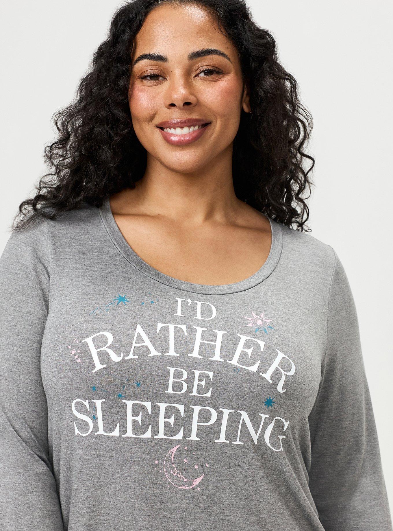 Super Soft Long Sleeve Sleep Gown, RATHER BE SLEEPING, alternate