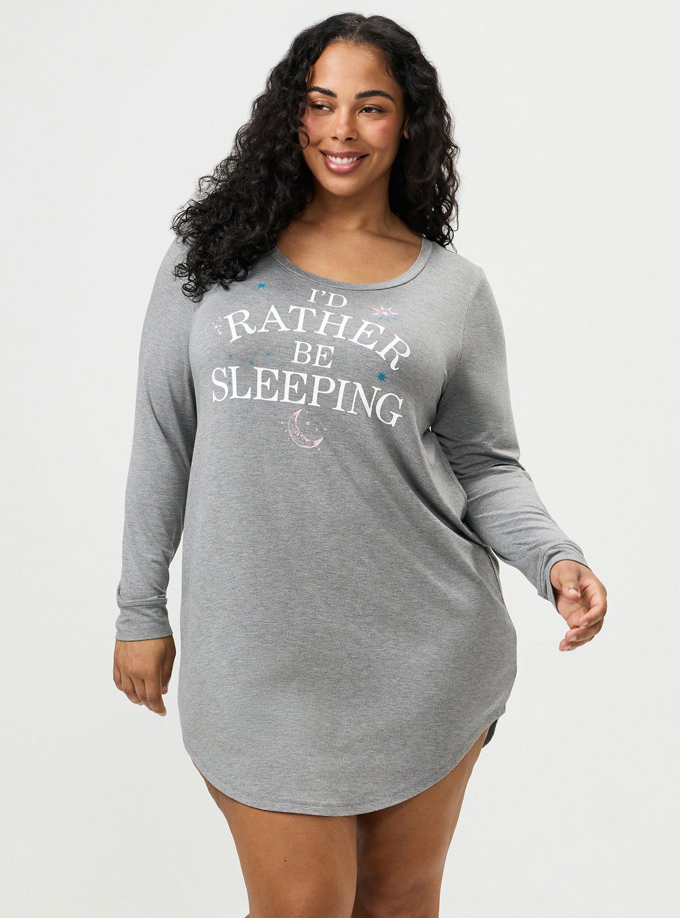 Super Soft Long Sleeve Sleep Gown, RATHER BE SLEEPING, hi-res