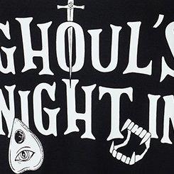 Plus Size Super Soft Long Sleeve Sleep Gown, GHOULS NIGHT BLACK, swatch