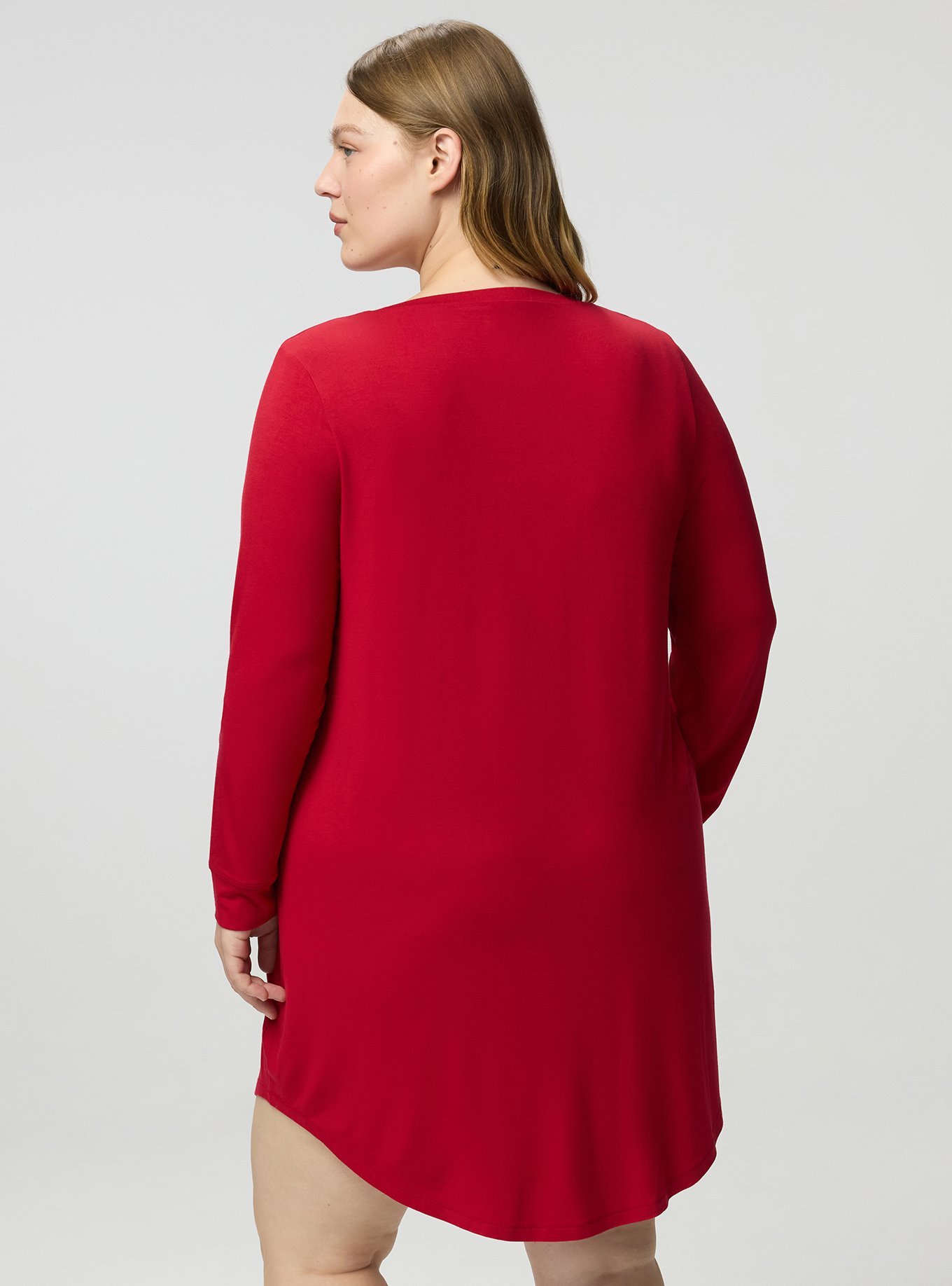 Super Soft Long Sleeve Sleep Gown, NO PEEKING RED GRAPHIC, alternate