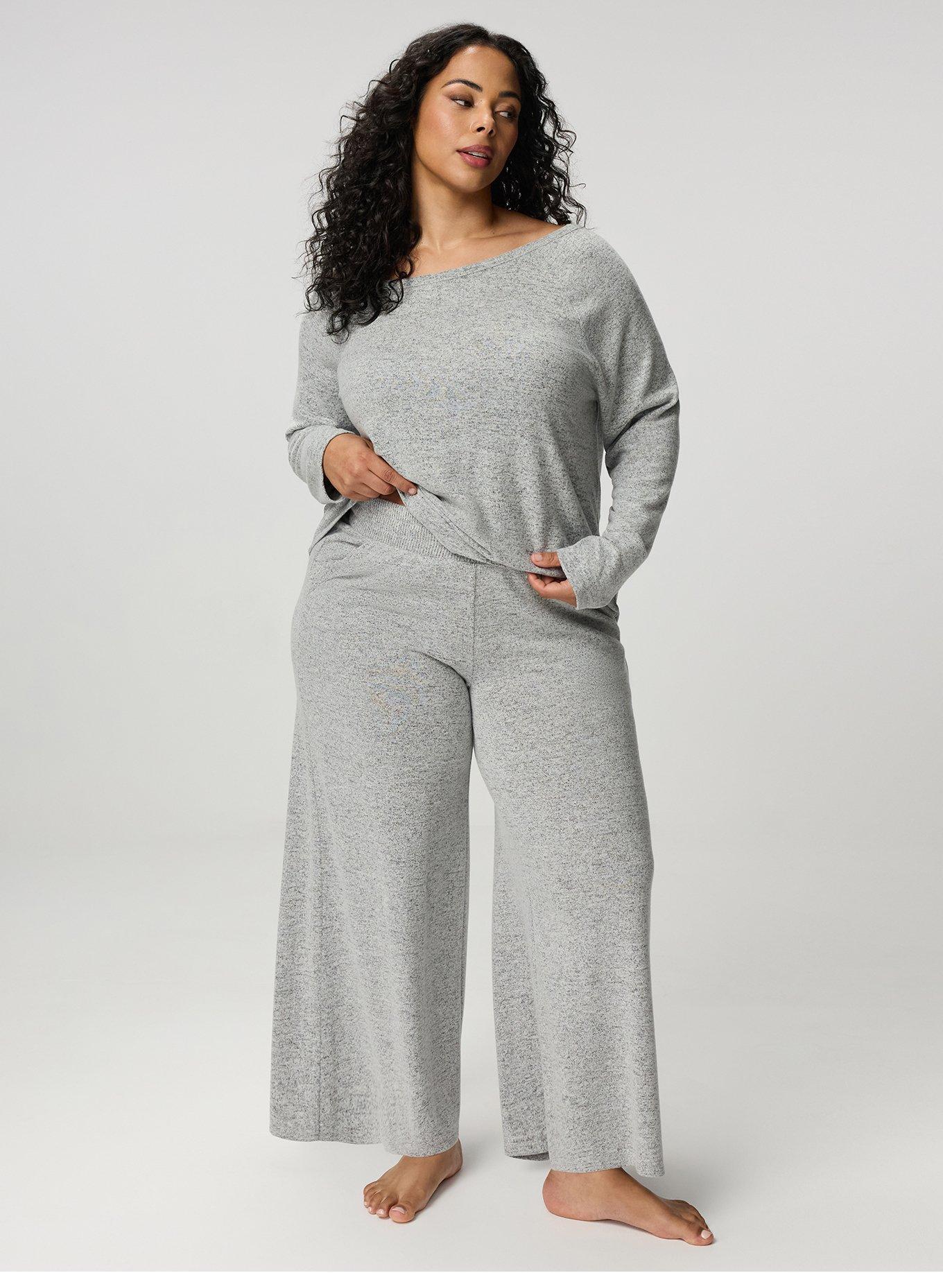 Super Soft Plush Off-Shoulder Lounge Top, MED HEATHER GREY, alternate