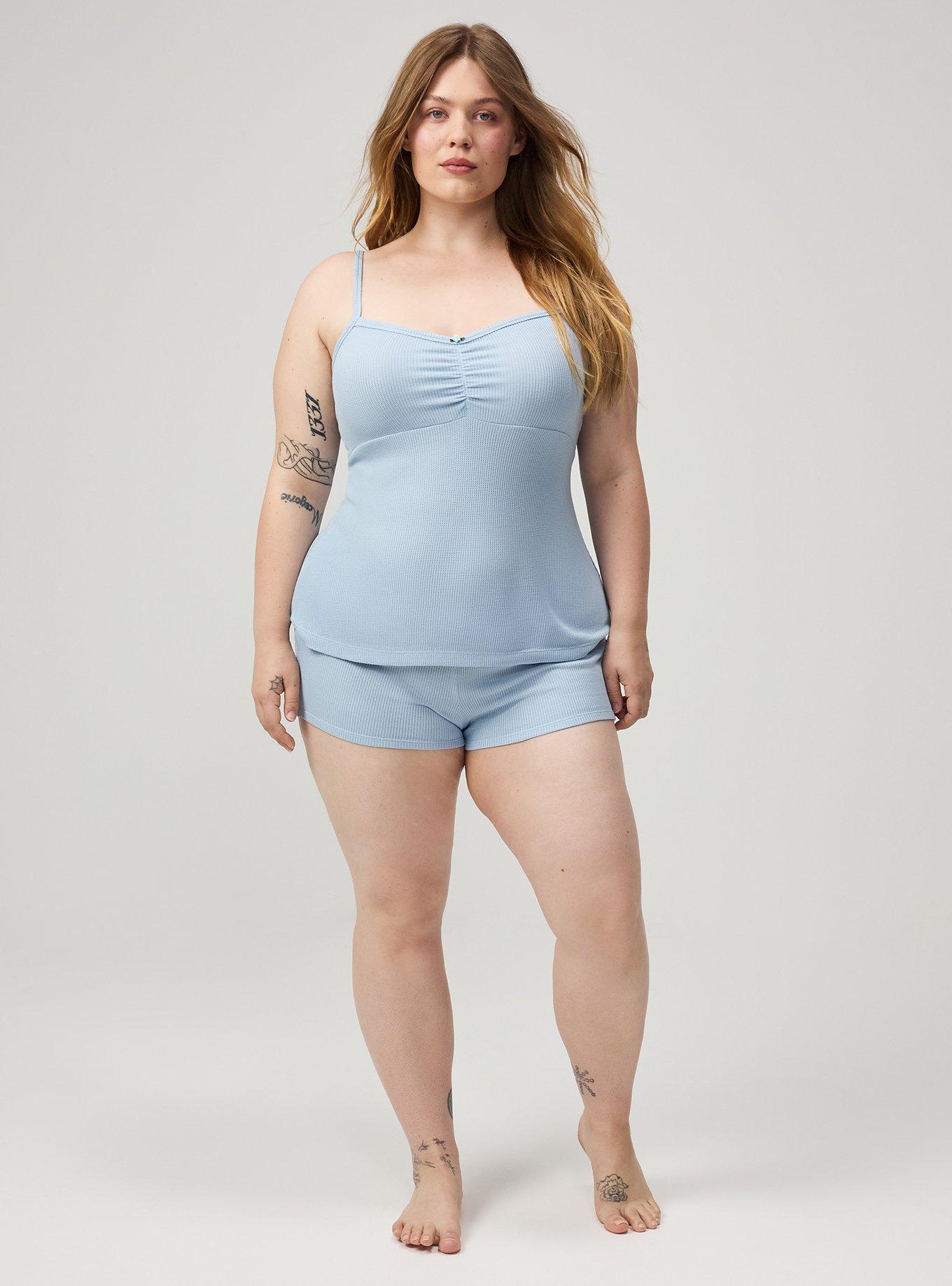 Plus Size Baby Waffle Sleep Short, CASHMERE BLUE, alternate