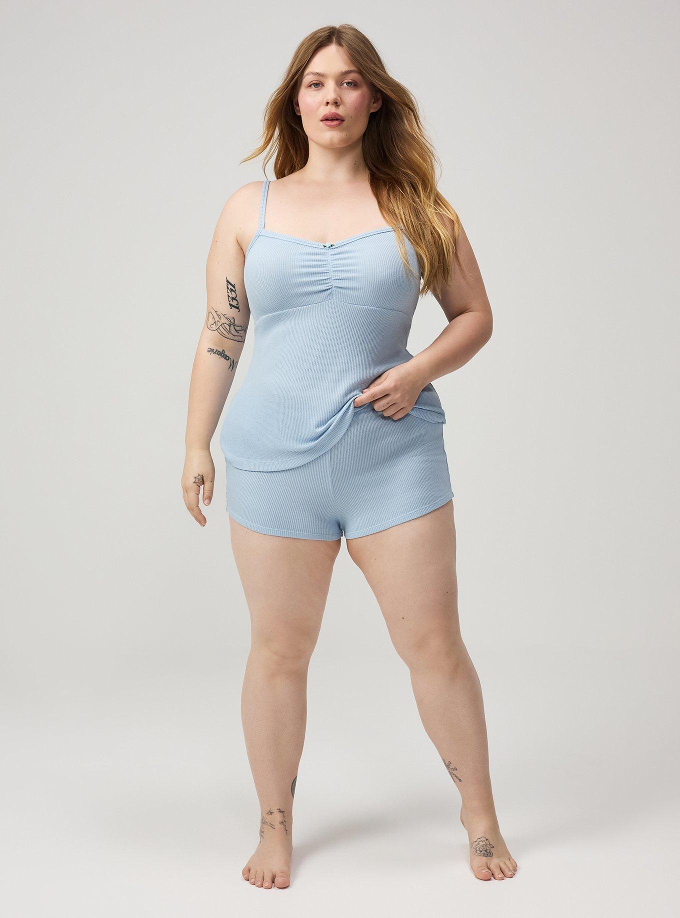Plus Size Baby Waffle Sleep Short, CASHMERE BLUE, hi-res