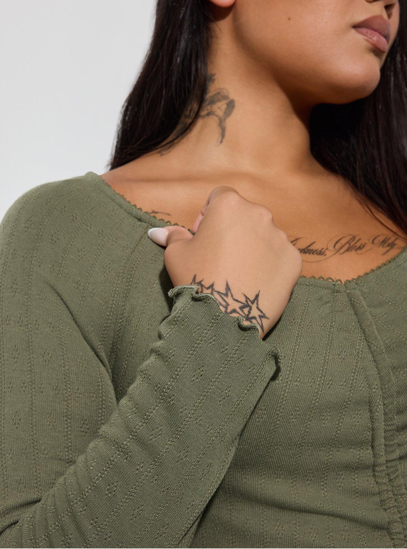 LoveSick Cinch Front Long Sleeve Top, KALAMATA, alternate