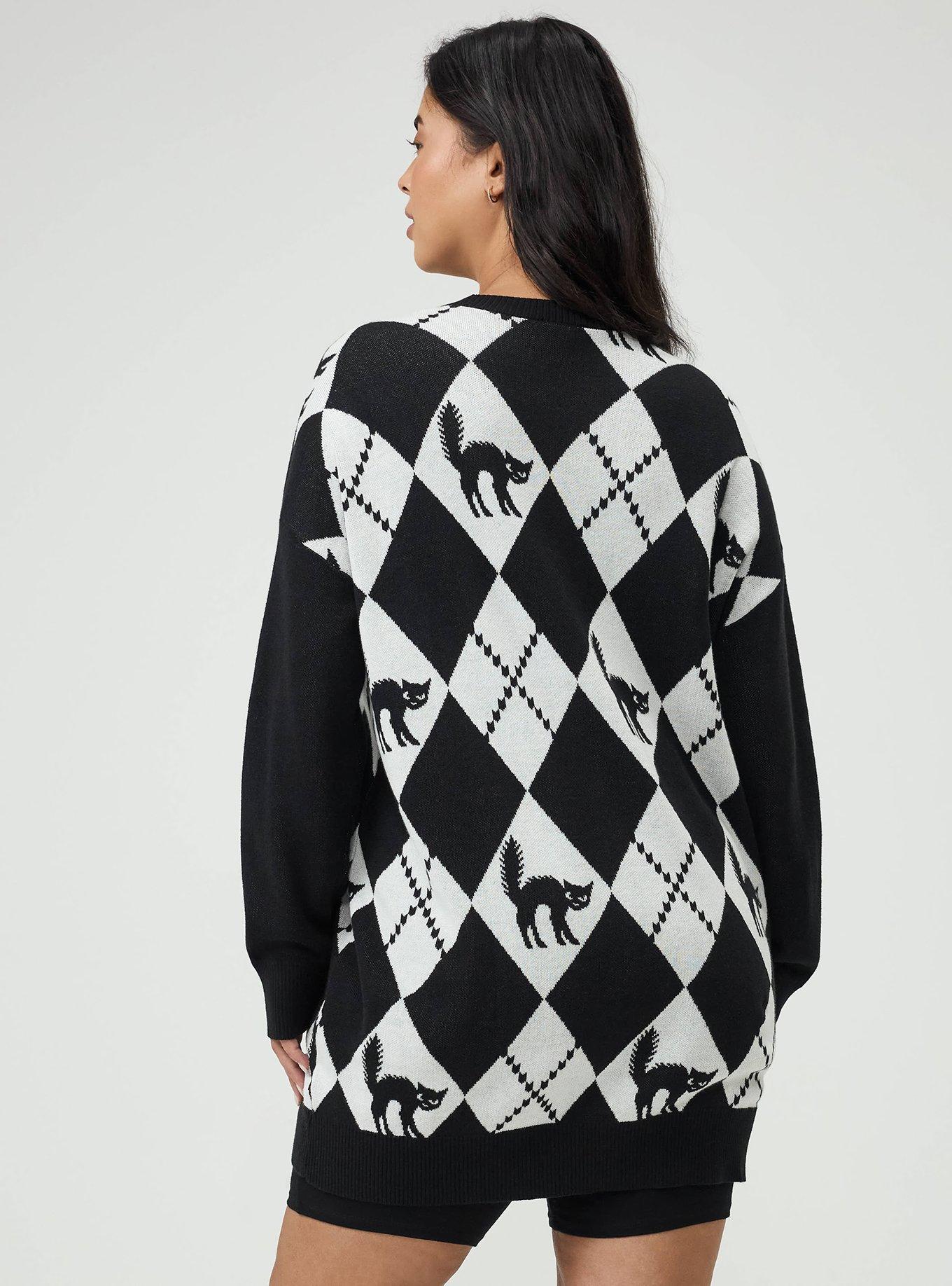 Jacquard Button Front Cardigan, SPOOKY ARGYLE, alternate