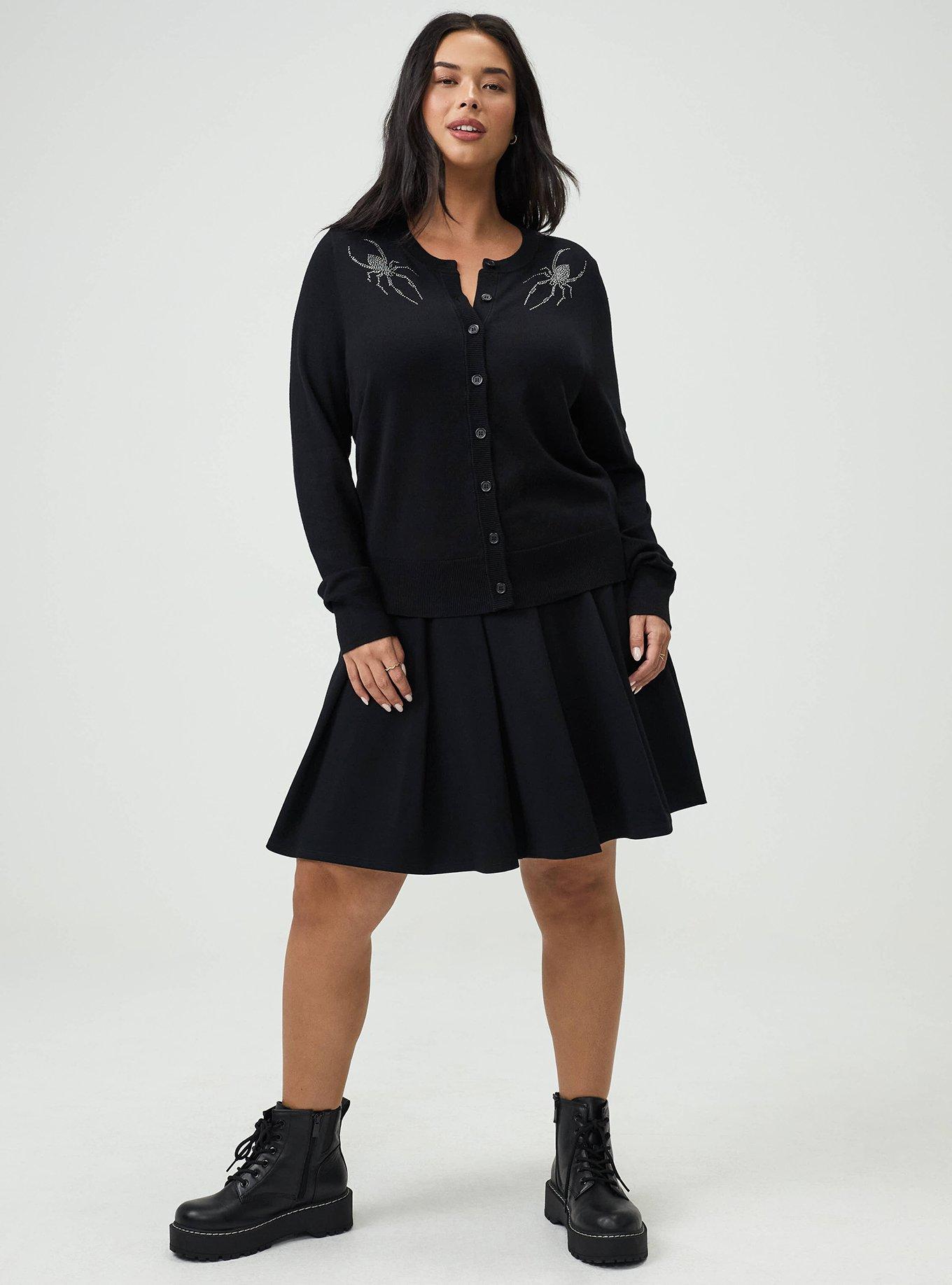 Button Front Crew Cardigan, DEEP BLACK, alternate